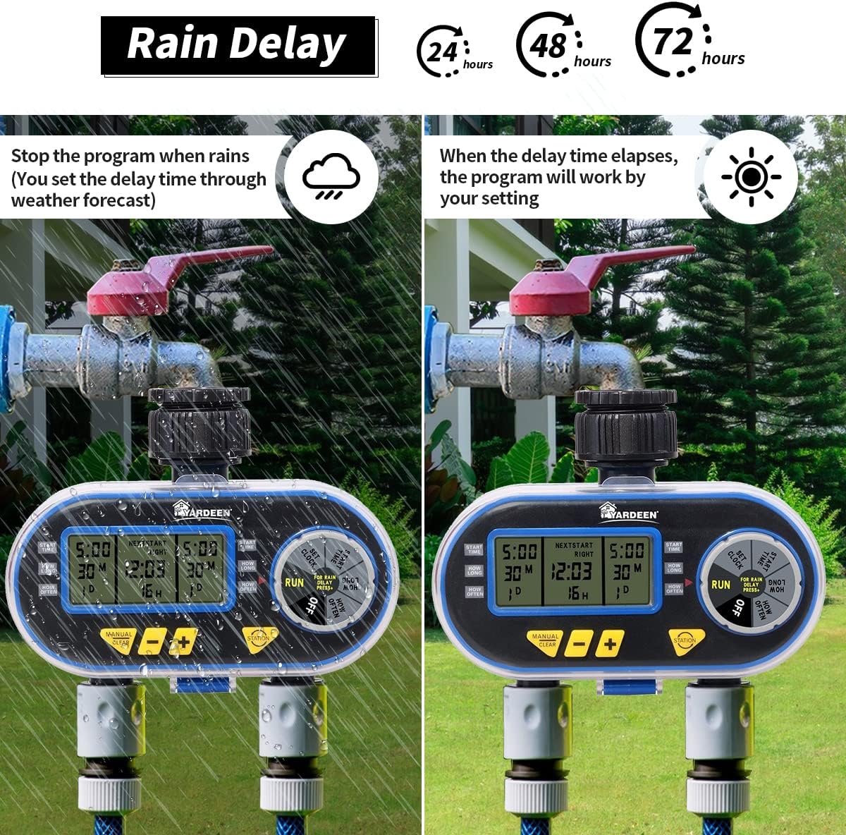 Sprinkler Timer,Outdoor Water Timer for Garden Hose, Programmable with Rain Dela Garden Electronic Irrigation Controller System Color Blue
