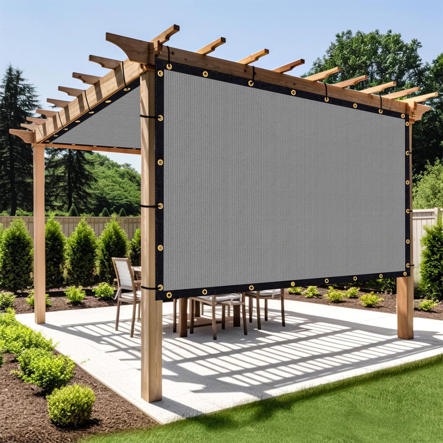 Shade&Beyond Customized Size 11' X 20' Shade Cloth with Grommets, 90% UV Protection UV Protection Mesh Tarp Sun Screens for Patio GN01, Light Gray