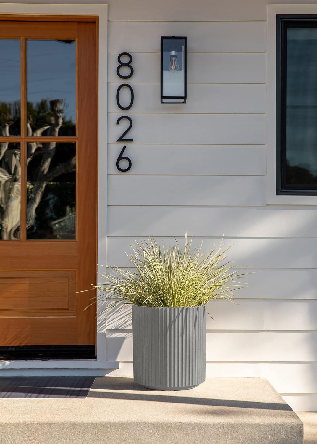 Veradek Demi Series Round Planter for Porch, Patio, Backyard | Durable Plastic-Concrete Material | Modern Décor for Tall Plants, Flowers