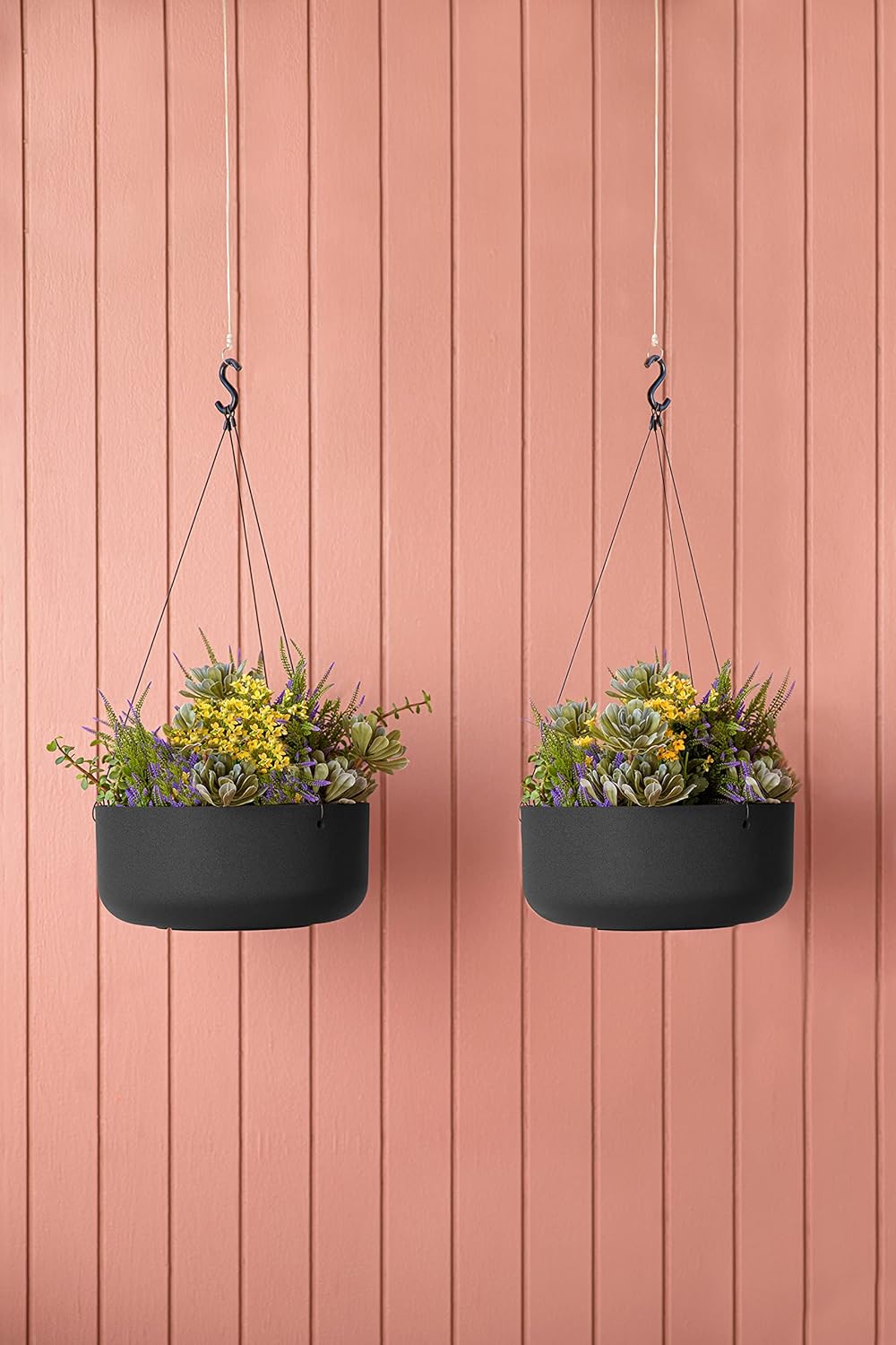 Veradek Mason Series Hanging Kona Planter - Round Planter for Outdoor Balcony/Patio | Made from Plastic-Stone Composite with Hanging Attachment | Modern Décor for, Flowers, Succulents, Small Plants