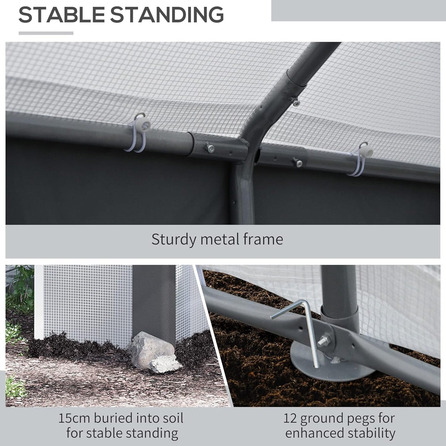 Outsunny 8' x 6' x 7' Walk-in Greenhouse, Outdoor Garden Warm Hot House with 4 Roll-up Windows, 2 Zippered Doors and Weather Cover, White