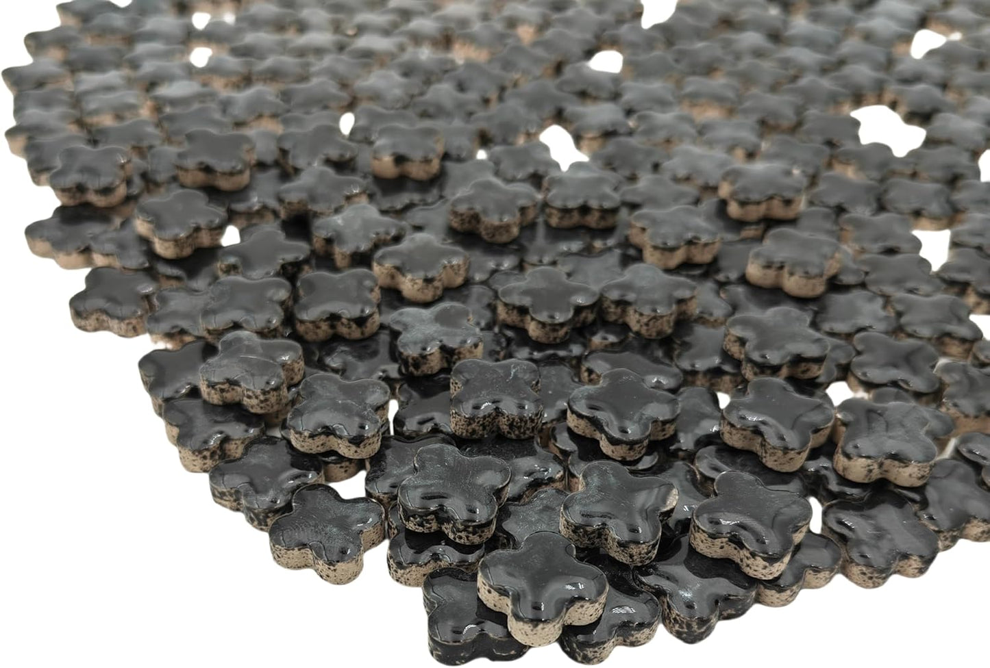 500g/1.1lb Random Color Irregular Ceramics Mosaic Tiles,DIY Making Creative Ceramic Mosaic Tiles for DIY Craft Plates Flowerpots Vases Cups Mosaic Making Supplies (Black Lucky Clover)