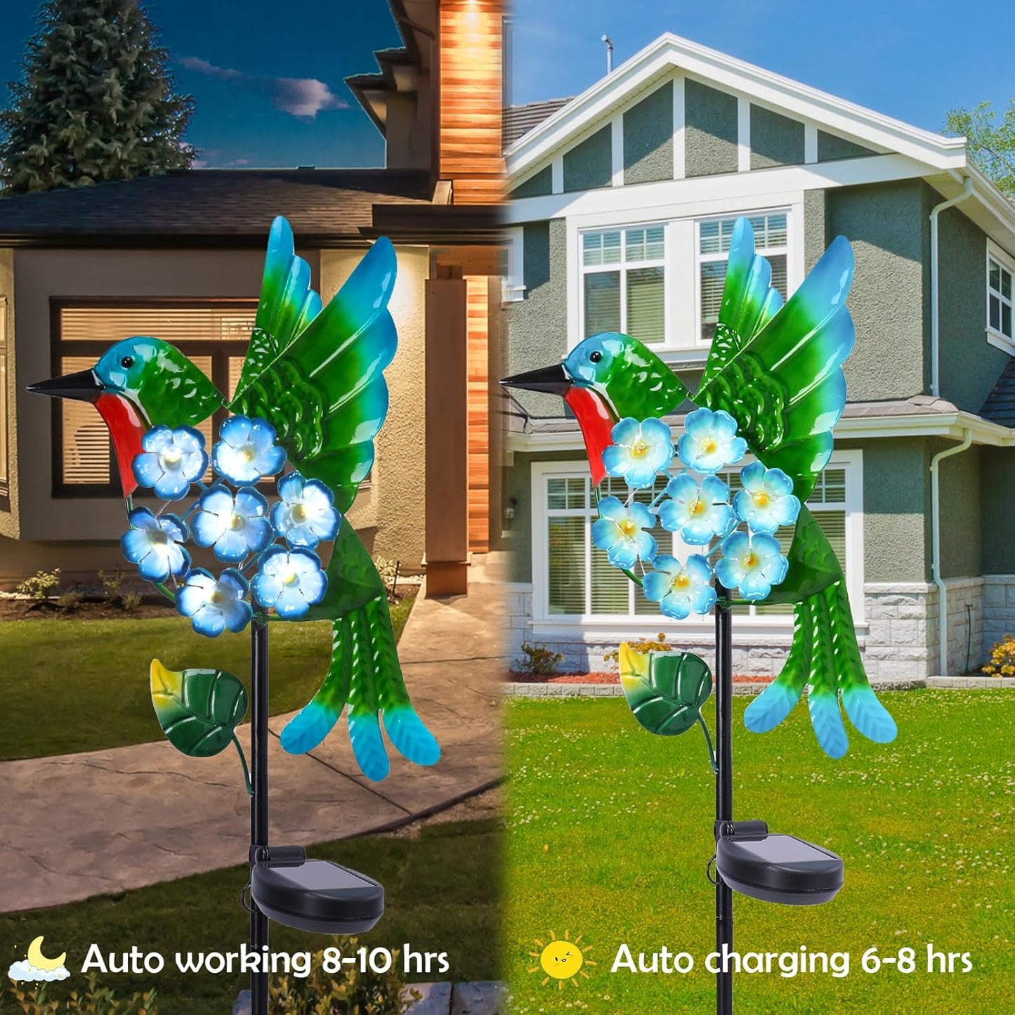 Solar Lights Outdoor Decorative Metal Solar Hummingbird Waterproof LED Metal Waterproof Garden Stake Lights for Walkway Pathway Lawn Patio Yard Decorations