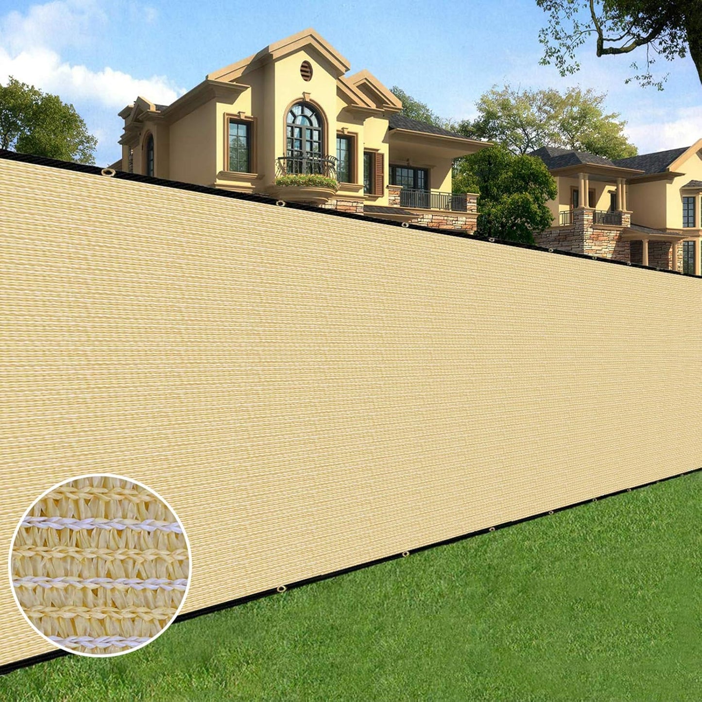 Sunnyglade 5 feet x 50 feet Privacy Screen Fence Heavy Duty Fencing Mesh Shade Net Cover for Wall Garden Yard Backyard (5 ft X 50 ft, Sand)