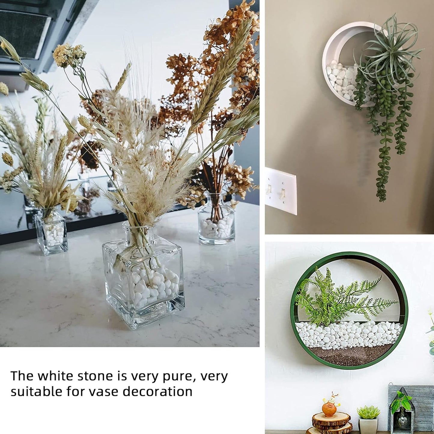 CJGQ White Pebbles for Plants Garden Vases 3 lb White Rocks Gravel Decorative Stone 1/2"