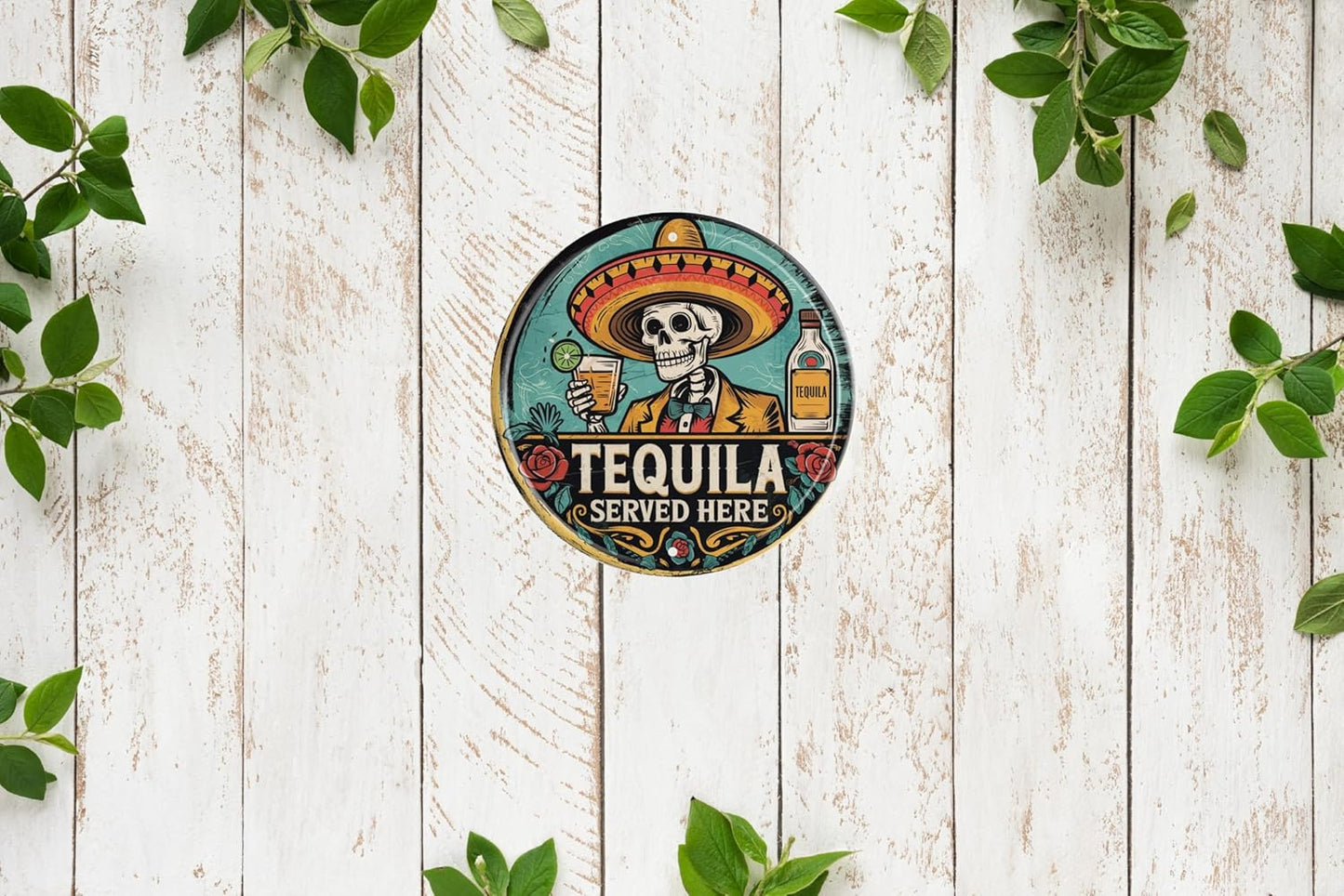 Skull Decor Vintage Round Metal Sign Wall Art Ideal for Bedrooms Living Rooms Bars Cafes Garages Gift for Friends and Family 8x8 In