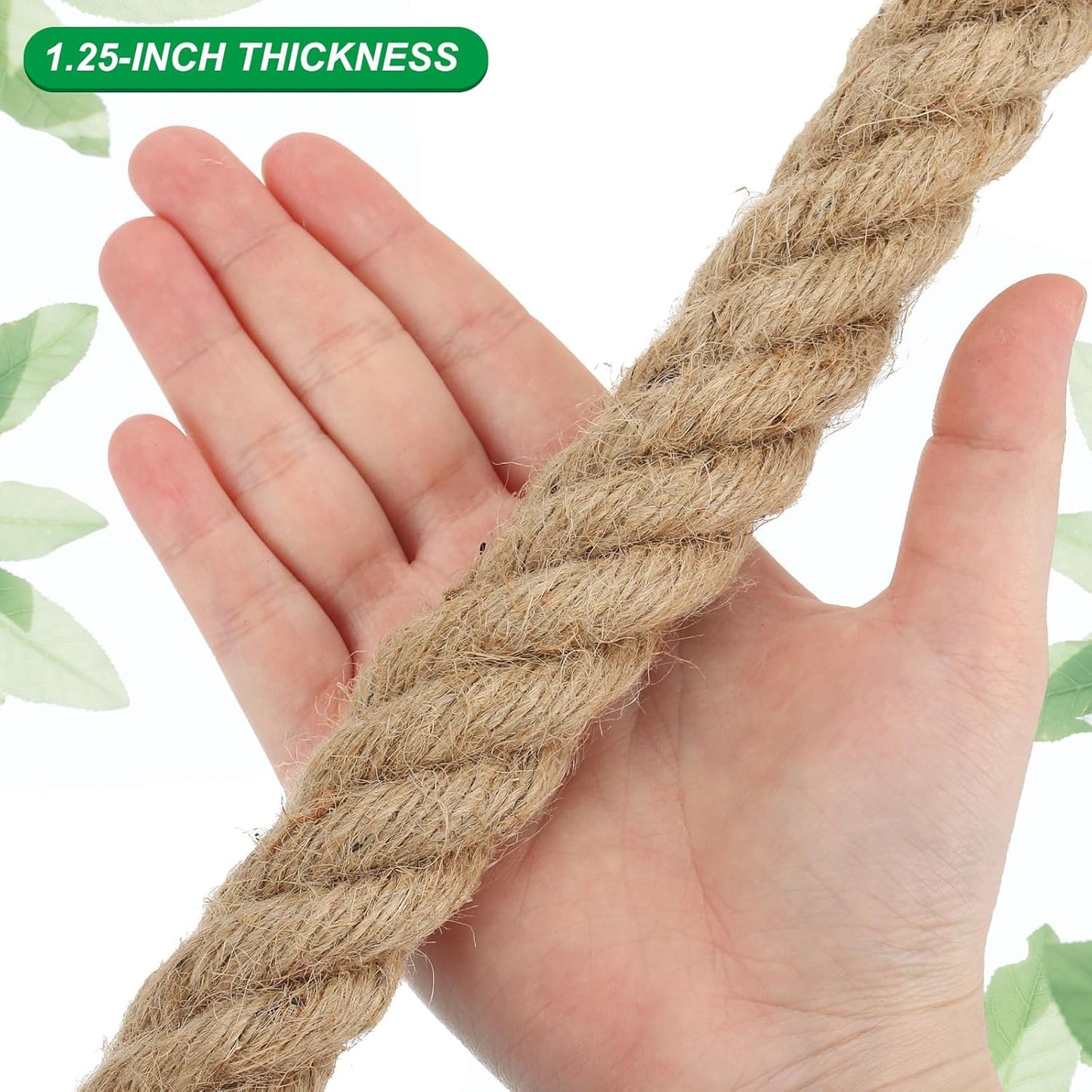PATIKIL 1-1/4" x 50 Ft Twisted Manila Rope Jute Rope Natural Thick Jute Rope Twine Burlap Rope for Docks Railings Bundling Craft Tug of War Decorating