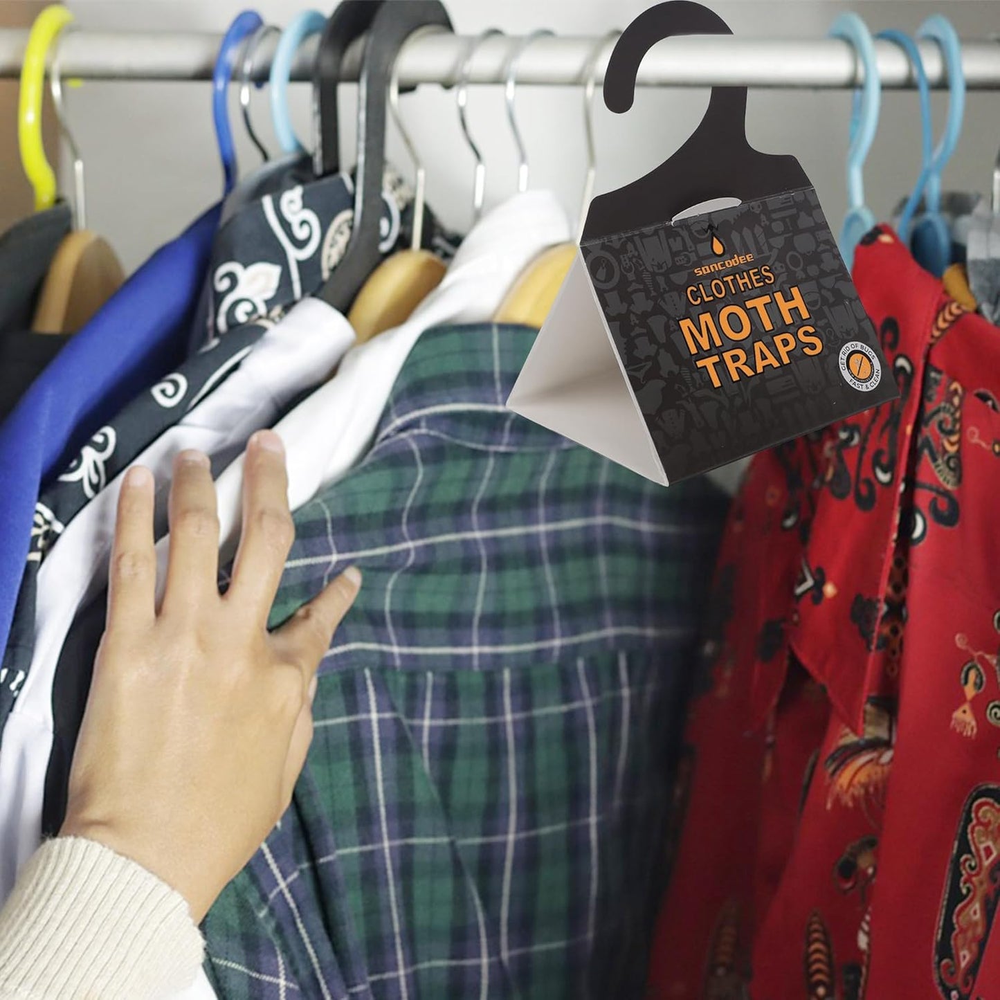 16 Pack Clothes Moth Traps with Natural Pheromones, Clothing Moth Hanging Glue Trap, Sticky Boards for Closets Moths