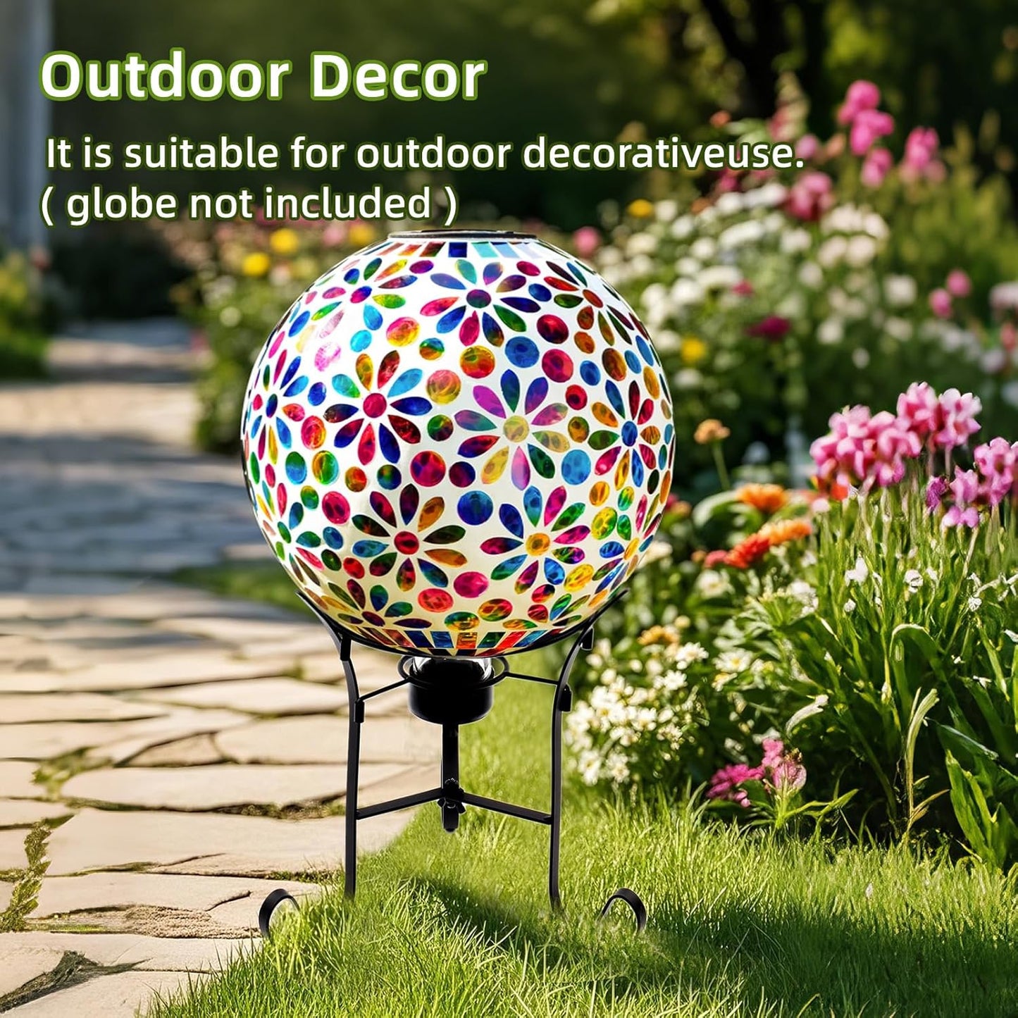 VOREEN 10" Gazing Ball Stand, Metal Gazing Globe Stand for 8-12 Inch Garden Gazing Globe, Outdoor Décor Garden Yard Accessories, Black