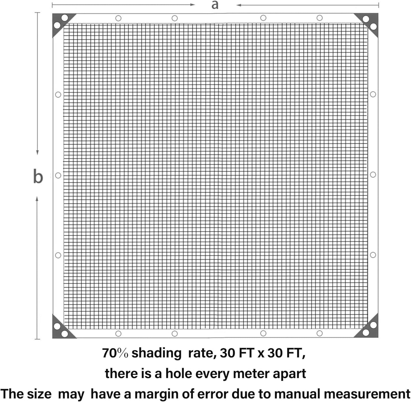 winemana Black Shade Cloth 30x30 FT– 70% Sun Shade Mesh Tarp for Greenhouse, Garden, Patio, Dog Kennel, Chicken Coop, and Outdoor Protection, Plants Cover Shade Netting with 2 Reinforced Grommets
