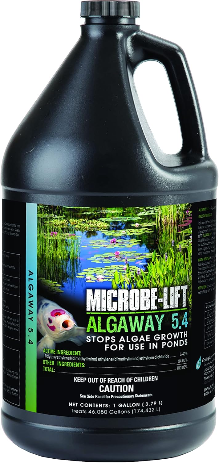 MICROBE-LIFT ALGAGAL Algaway 5.4 Algae Control Treatment for Ponds and Water Gardens, Safe for Koi Fish, Goldfish, Plants, and Decorations, 1 Gallon