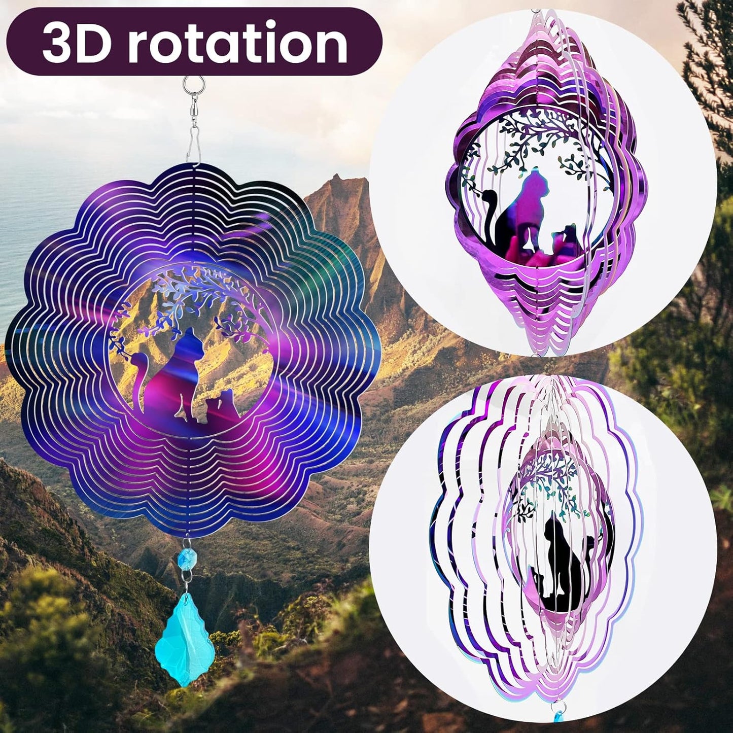 Wind Spinner, Hanging Wind Sculptures,Wind Spinners for Yard and Garden Decor,Yard Decorations Outdoor,Hanging Art Ornaments for Garden Yard Balcony Decor (Cat)