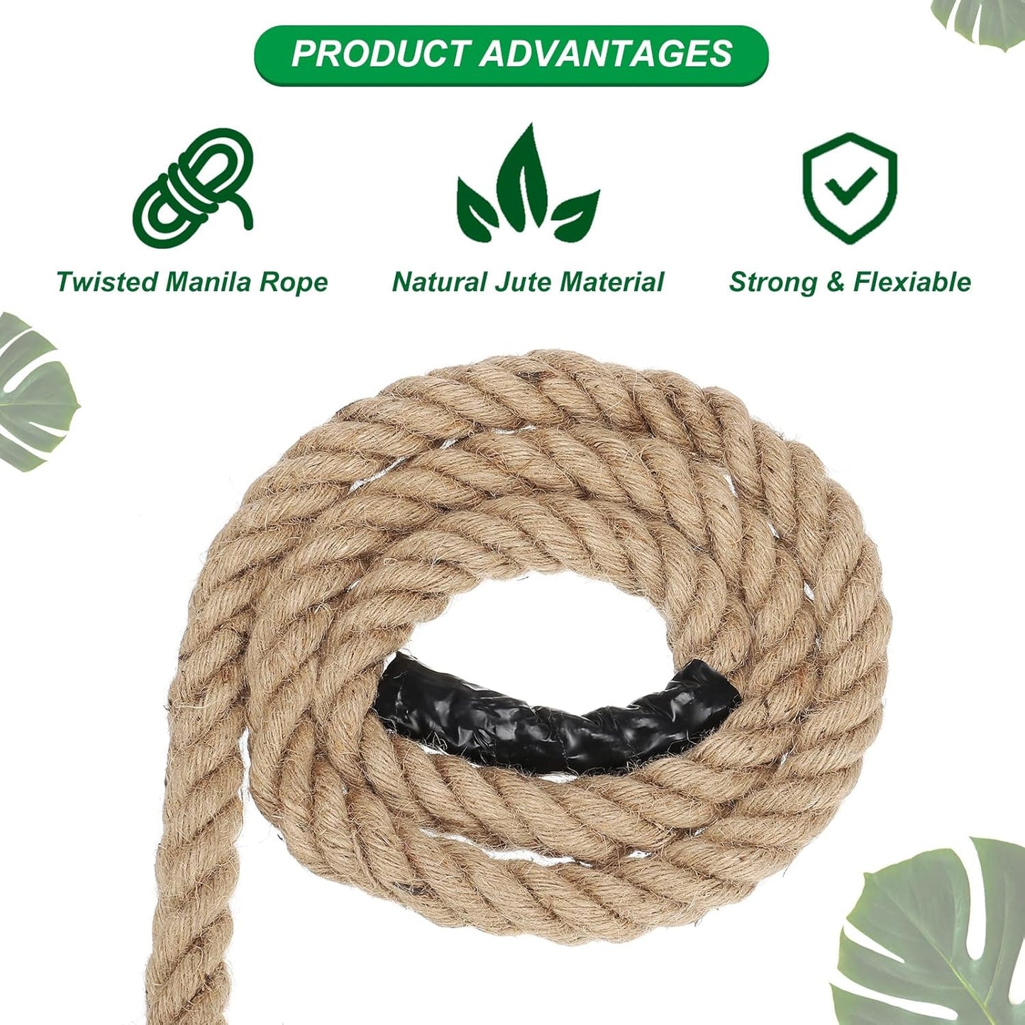 PATIKIL 1" x 50 ft Twisted Manila Rope Jute Ropes Natural Thick Jute Twine Burlap for Docks Railings Bundling Craft Tug of War Decorating