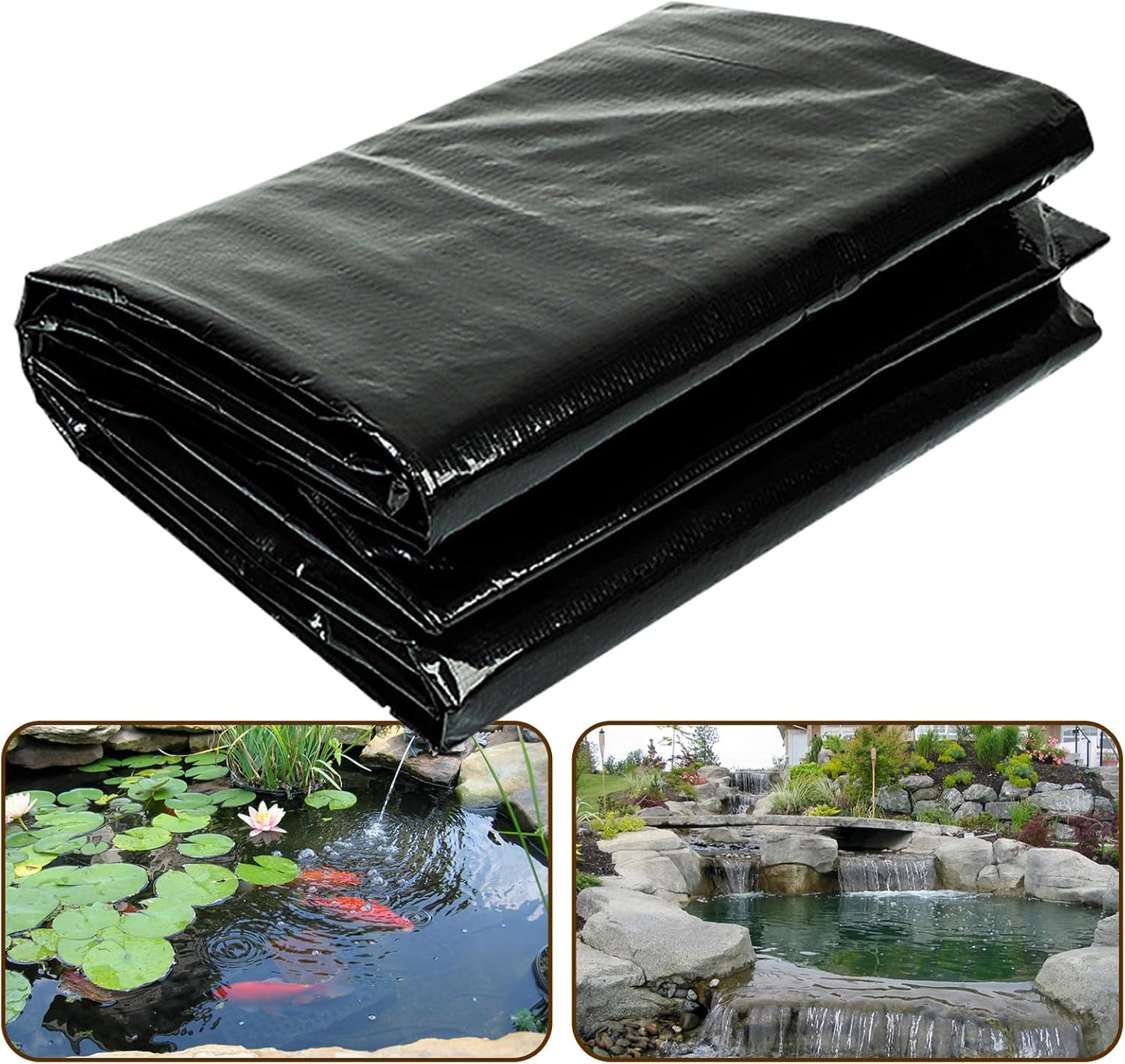 yeezoo 15x20FT Reinforced PE Pond Liner, KOI Pond Liners for Outdoor Ponds, Enhanced 5-Layer Structure Pond Liner for Fish, Duck, Garden Raised Bed and Waterscape Pond(0.63oz/sq ft Thickness)