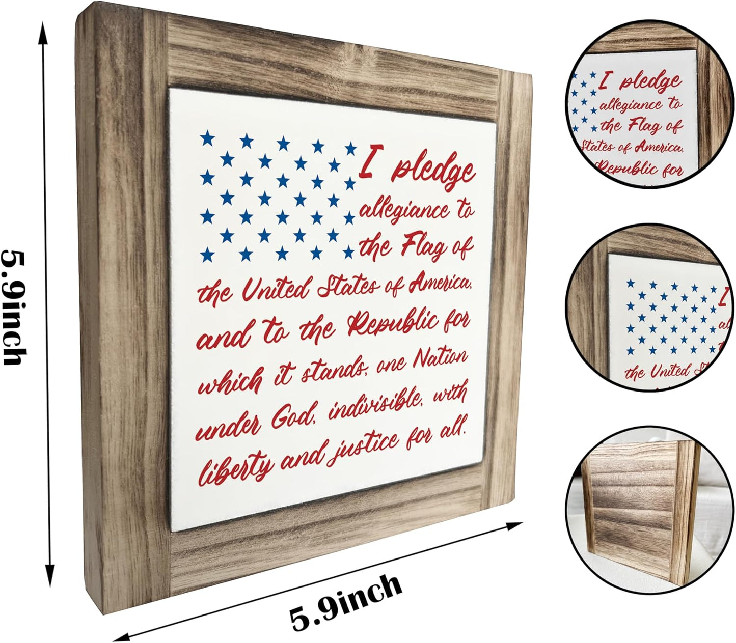Patriotic Wood Plaque Sign, I Pledge Allegiance to the Flag of United States of America, Box Wood Plaques Desk Décor, American Flag Wooden Sign, 4th of July Woods Decoration, Independence Day Decor