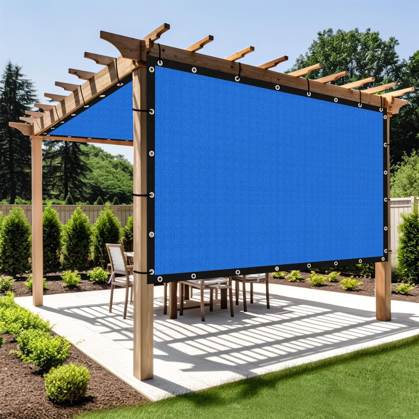 Shade&Beyond Customized Size 90% Sun Shade Cloth with Grommets, 5' X 8' Pergola Shade Cover Canopy, Mesh Tarp Sun Screens for Patio, Outdoor, Garden, Backyard GN01, Blue