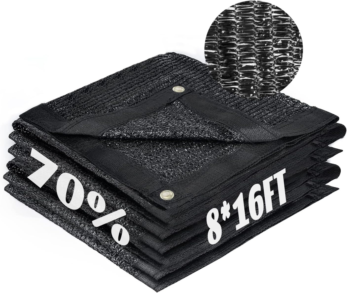 Cool Area 70% Sun Shade Cloth Mesh Tarp with Grommets for Plant Cover 8x16ft Patio Canopy Garden Pergola Greenhouse Car Barn Kennel Black