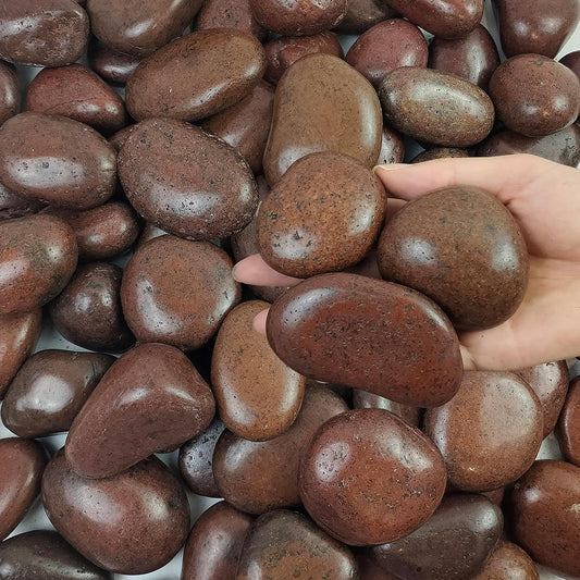 20 lbs Red River Rocks for Garden, 2-3 Inch Polished Pebbles for Indoor Plants, Decorative Rocks Stones for Landscaping, Plants, Vases, Aquariums, Fountains, Pathways and Backyard