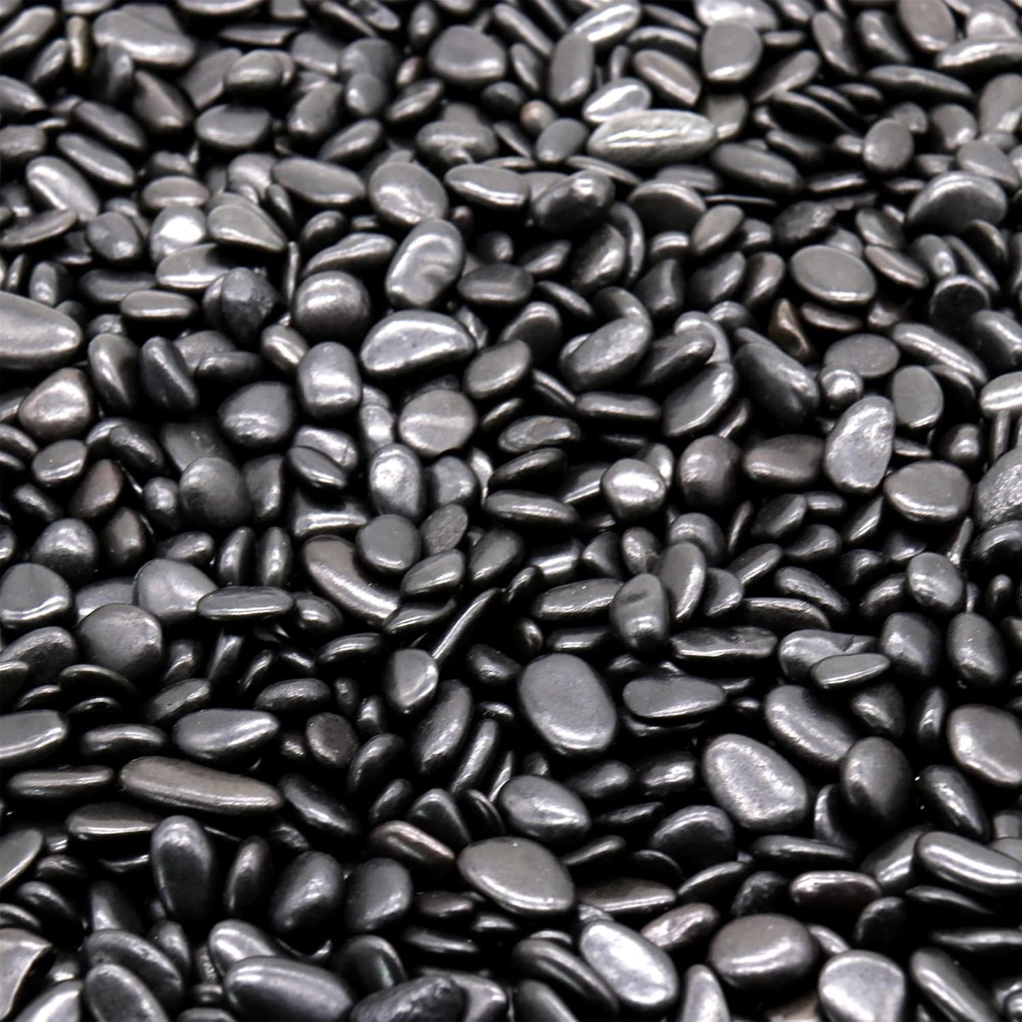 Black Rocks for Plants. Polished Decorative Pebbles. 1/5 Inch 10 lbs. for Garden, Landscaping, Vase fillers, Succulents, pots (Mini, Black, 10)