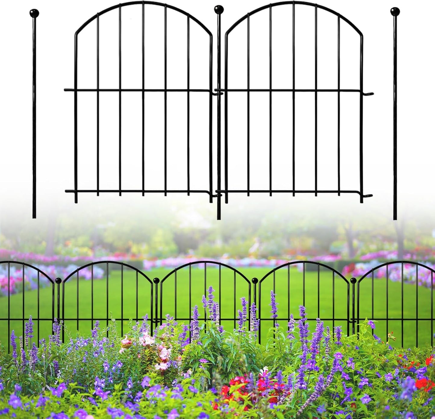 Decorative Garden Fence 17in(H)x13in(W), 26 Pack Rustproof Metal No Dig Fence Animal Barrier for Dog, Arched Flower Bed Edging Ornamental Wire Border Panel Fencing for Yard Patio Outdoor Decor