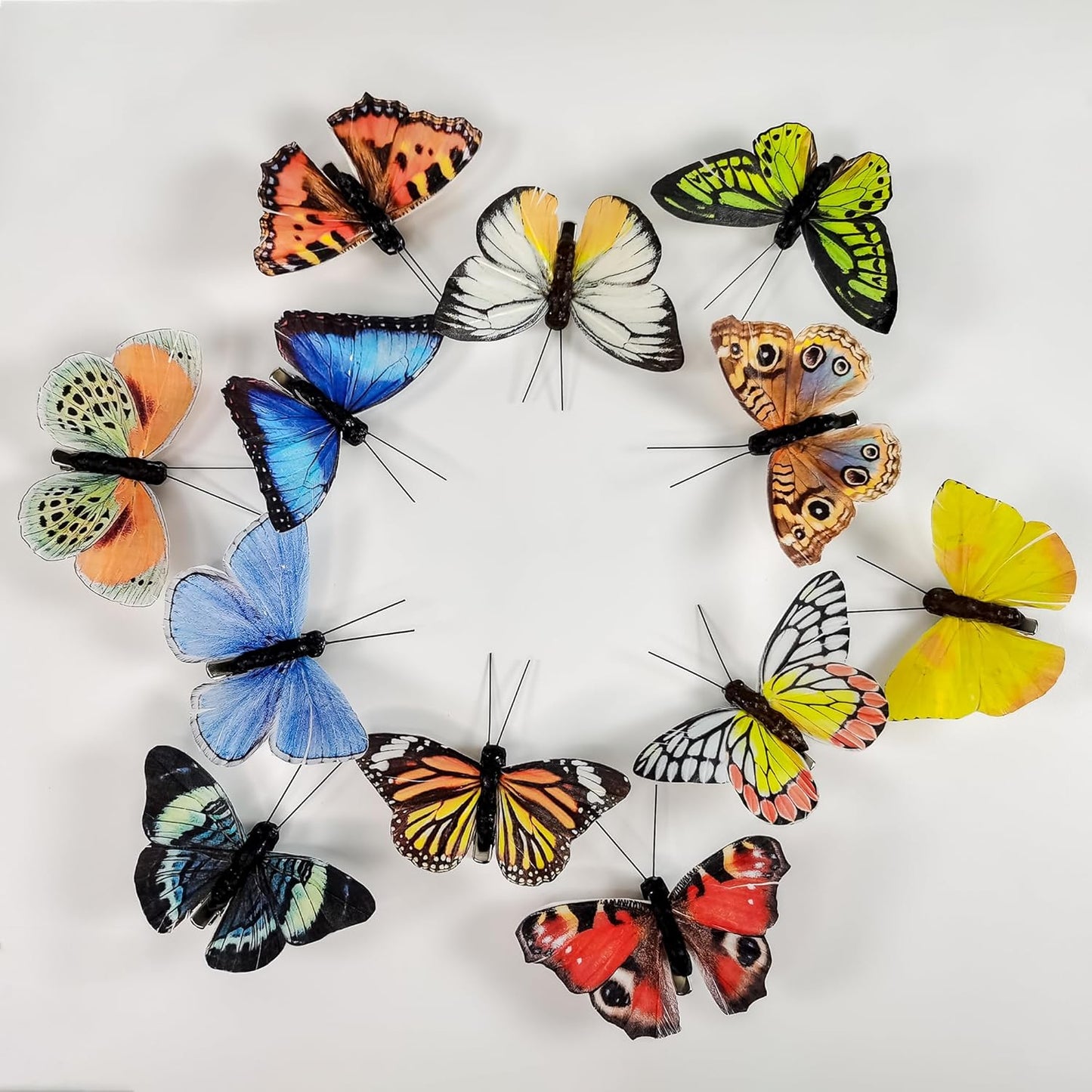 Berfutall-Artificial Feather 3D Butterfly Party Decorations Set of 12 Color Ornaments for Christmas Tree(C)…