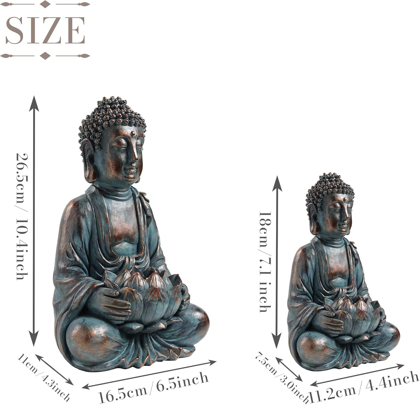 TERESA'S COLLECTIONS Meditating Buddha Statue for Garden Decor with Outdoor Solar Lights, Large Resin Outdoor Decor Garden Statue Sculpture for Home Lawn Yard Decor Gifts for Dad and Mom, 7.1''