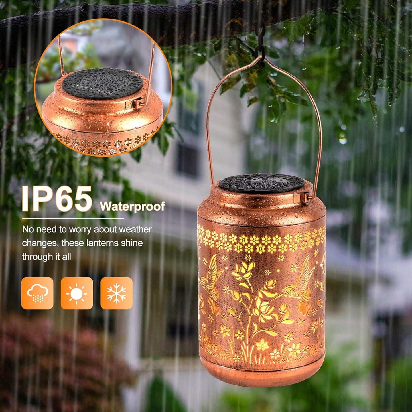 Solar Lanterns Outdoor Waterproof, Hummingbird Garden Decor for Yard Porch Lawn Patio Pathway, Hanging Solar Lights Birthday Gifts for Women Mom Grandma Sister Friend