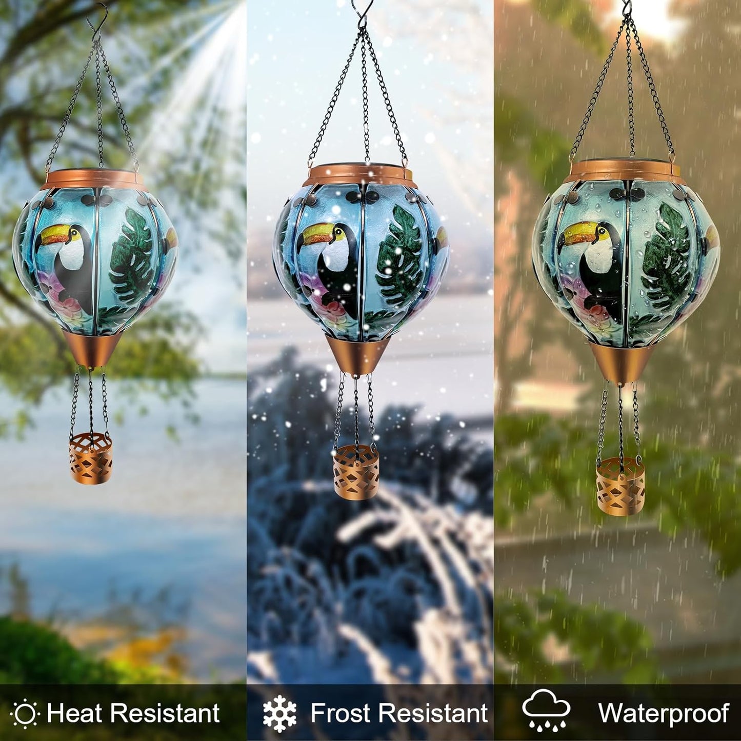 Hot Air Balloon Solar Lights with Colorful Flickering Flames, Great for Outdoor Garden Patio and Party Decoration