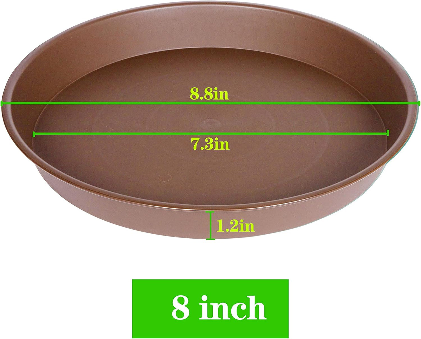 6 Pack of 8 inch Plant Saucer, Heavy Duty Plastic Plant Water Tray 8 inch Round, Pebble Tray, Flower Plant Saucers for Indoors No Holes, Plant Dishes Saucer for Planter 7"/8" (8", Chocolate)