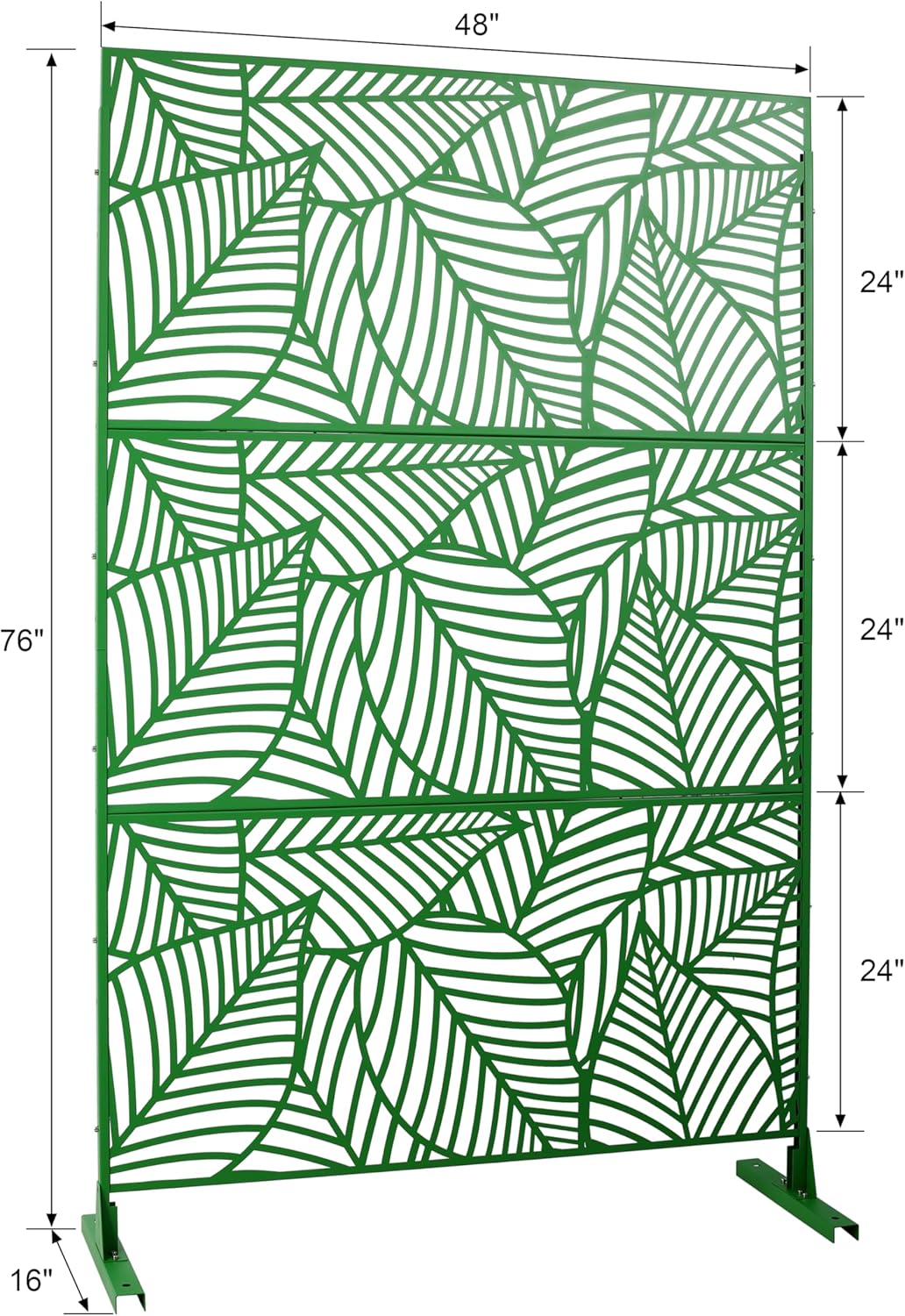 Metal Privacy Screens 76" H Outdoor Privacy Screens Panels Outdoor and Indoor Leaf Pattern Divider Freestanding Decorative Privacy Fence Panels for Balcony Patio Garden, Green