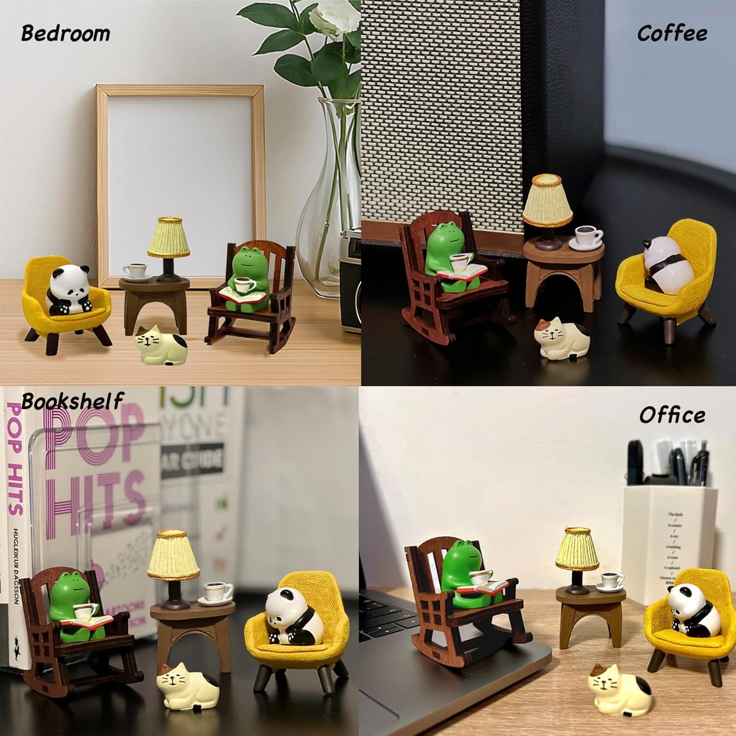 Miniature Frog Figurines, Cute Frog Desk Accessories for Desk Decor, Funny Gifts for Garden Decor, Mini Resin Animal Garden Statues (Multi-Animal)