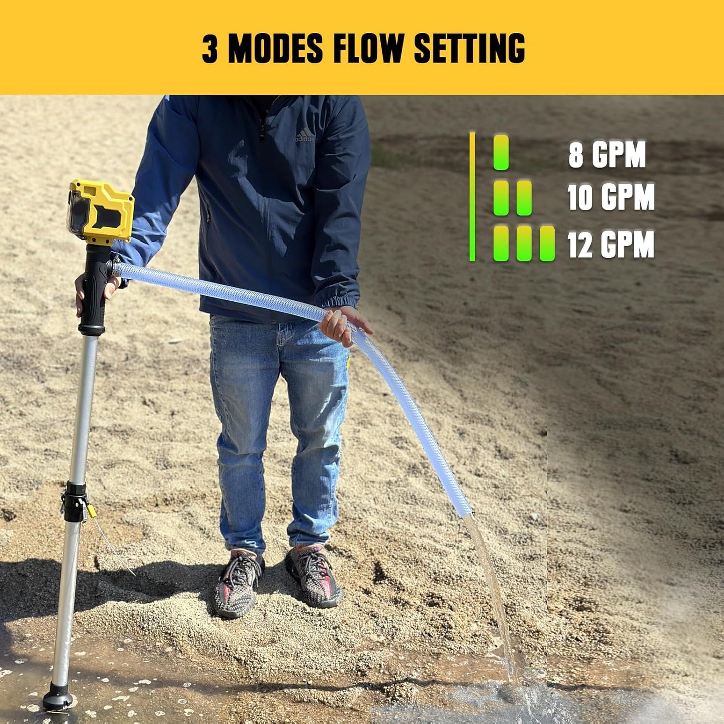 Cordless Stick Water Transfer Pump Compatible with Dewalt 20V Battery(Tool Only, No Battery), 720GPH Brushless Portable Deep Well Submersible Utility Sump Pump for Pool Garden Pond