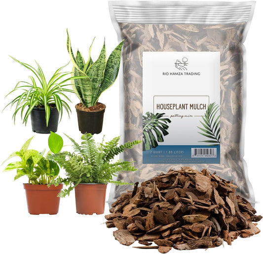 Houseplant Mulch (2 Quarts), Small Bark Wood Chips for Indoor, Patio, Potting Media, and Much More!