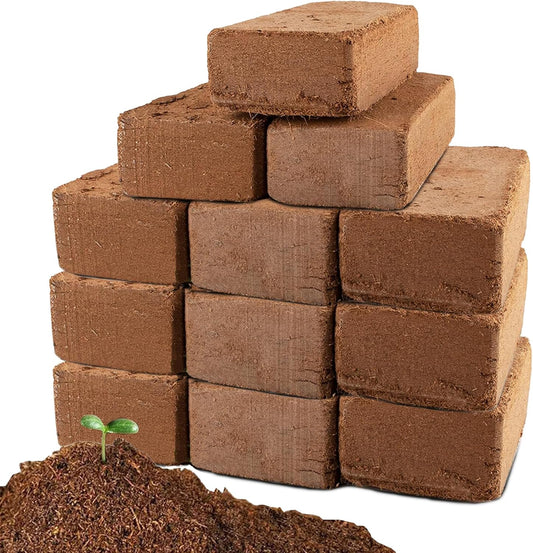 Coco Coir Brick for Plants-12 Pack Premium Coconut Bricks, 100% Organic Peat Moss, Fiber Coconut Husk for Planting, Gardening, Potting Soil Substrate