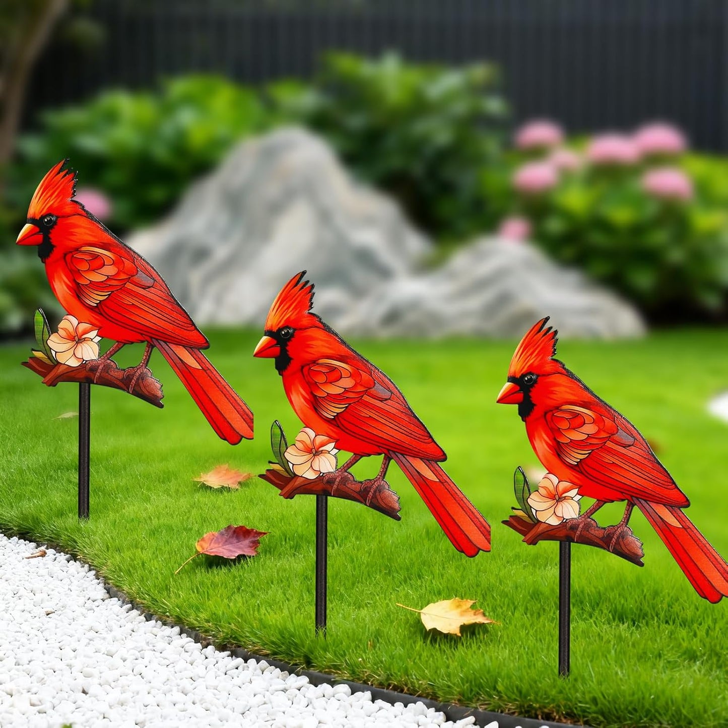 Decorative Garden Stakes with Cardinal Design Metal Yard Decorations for Outside, Patio, Outdoor Decor, Garden, Lawn Ornaments Gifts for Women Mom and Grandma