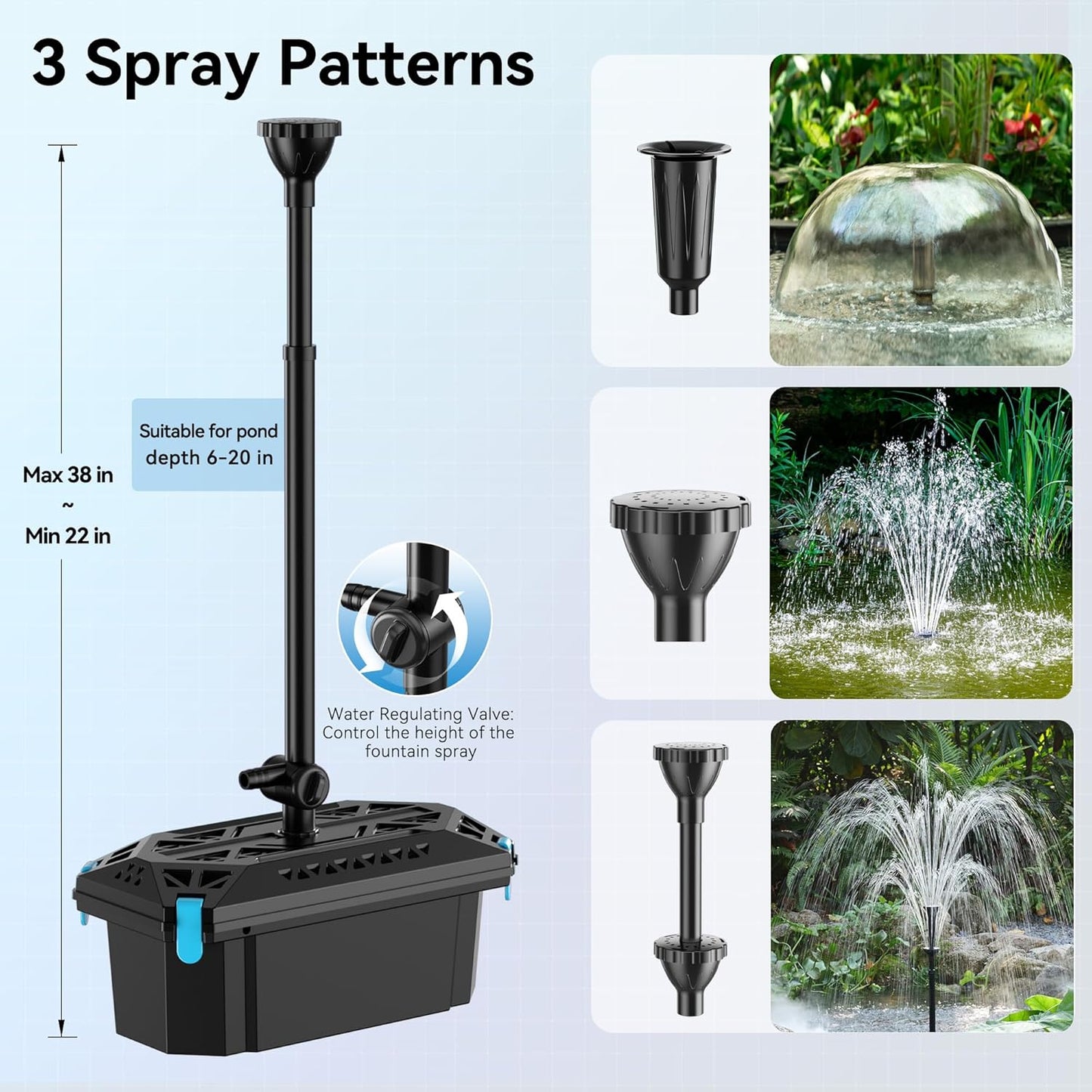 NFESOLAR Pond Filter Fountain with 50W Solar Panel, 580 GPH Water Pump, 10 FT Extension Cord, Solar Fountain Pump with Pond Filter Box Outdoor for Koi Ponds Water Feature Waterfall Pool