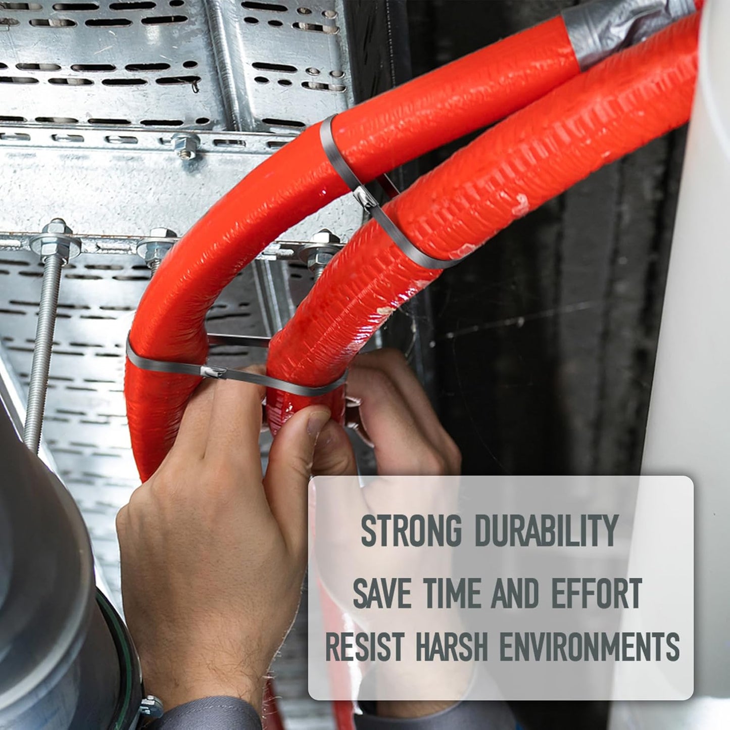 Stainless Steel Zip Ties 11.8 inch 500pcs, 304Stainless Steel Metal Zip Ties Multi-Purpose Heavy Duty Self-Locking Cable Ties for Machinery, Fence, Vehicles, Farms, Cables, Pipesas Well