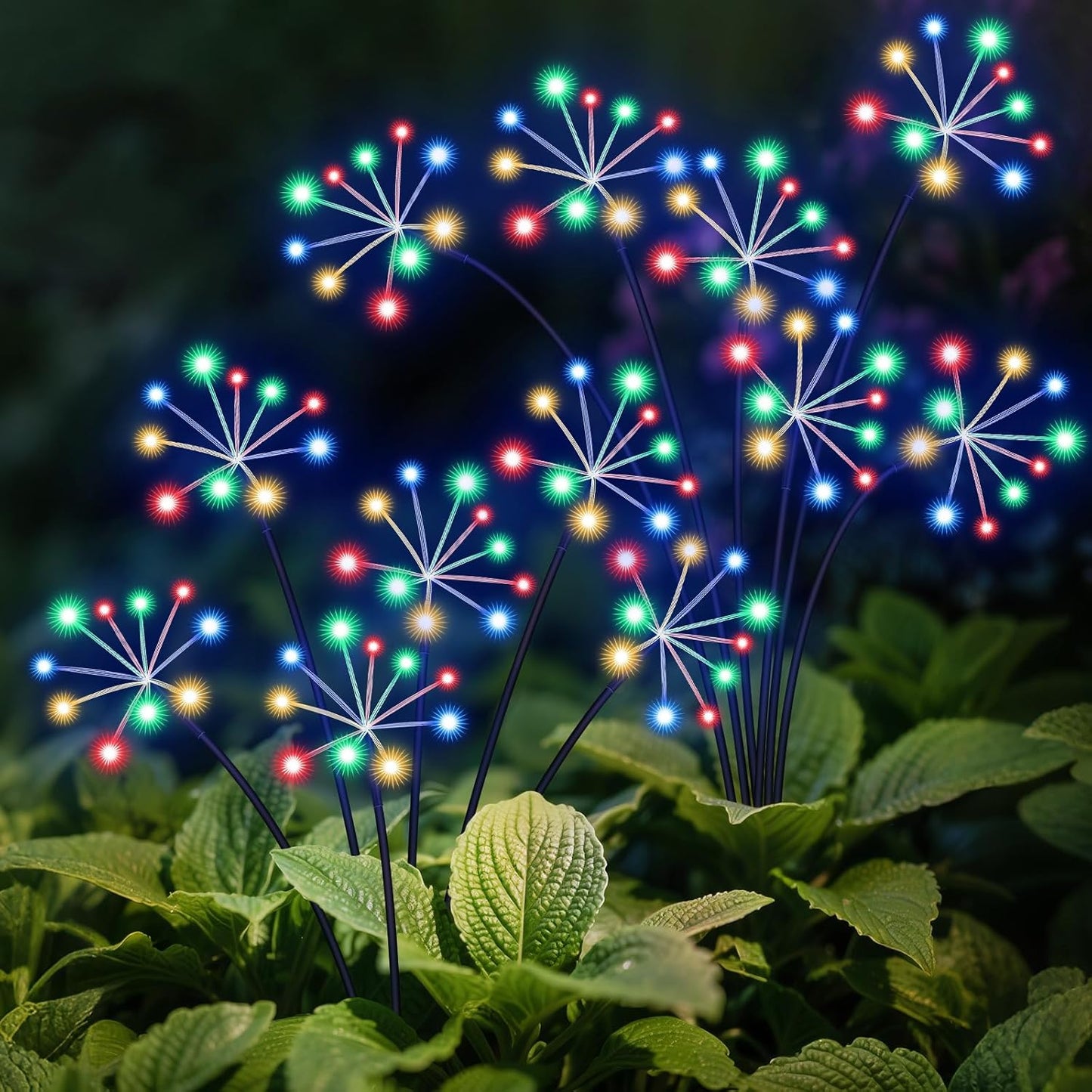 Solar Garden Lights 2 Pack Waterproof Swaying Starburst Light Solar Outdoor Lights for Yard Patio Walkway Pathway Party Wedding Decoration, Unique Gifts for Women, Multicolor
