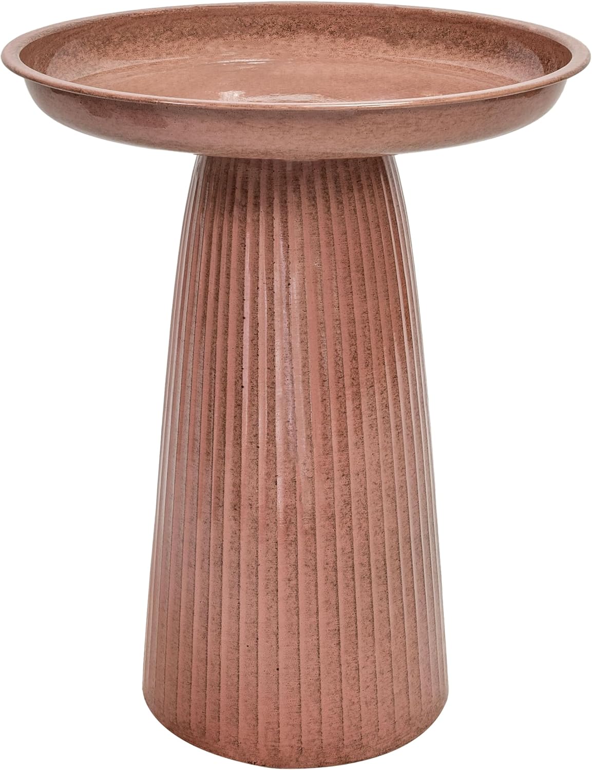 Sunnydaze Gleeful Garden Metal Bird Bath for Outdoors - Large Decorative Iron Birdbath - 23-Inch - Canyon Clay Glaze