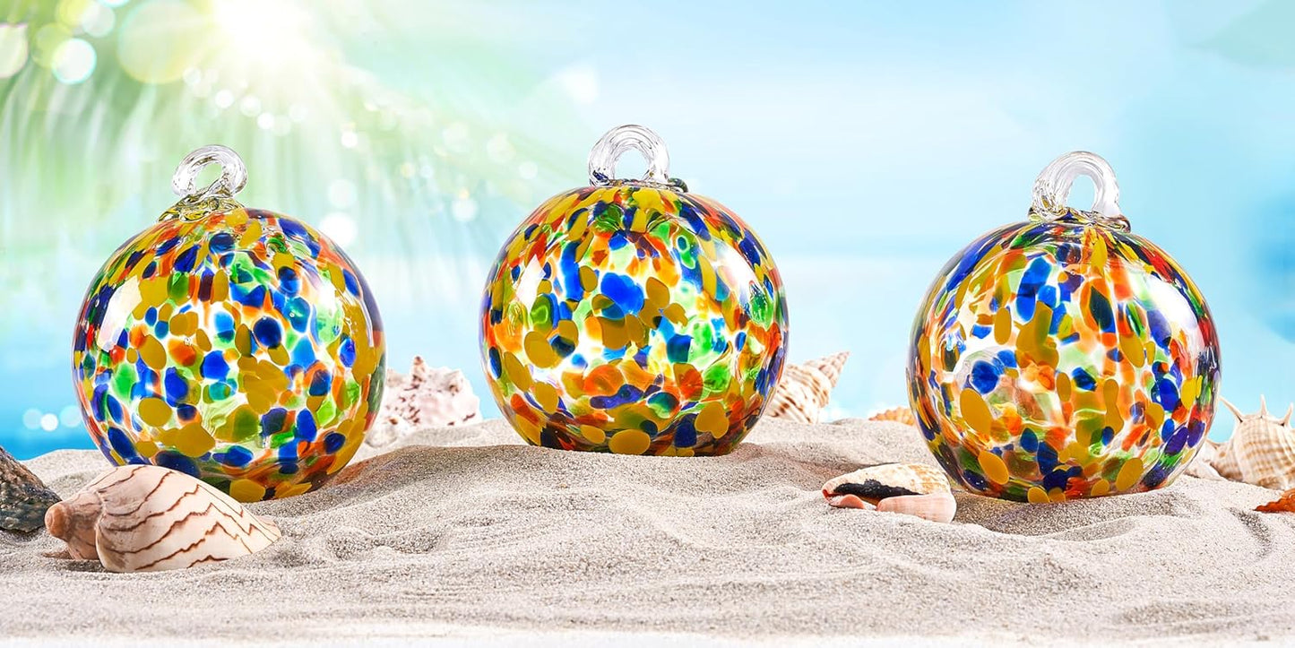 Hand Blown Glass Witch Ball,Glass Ball Ornament Hanging Garden Gazing Ball Indoor Outdoor Home Décor. (2)