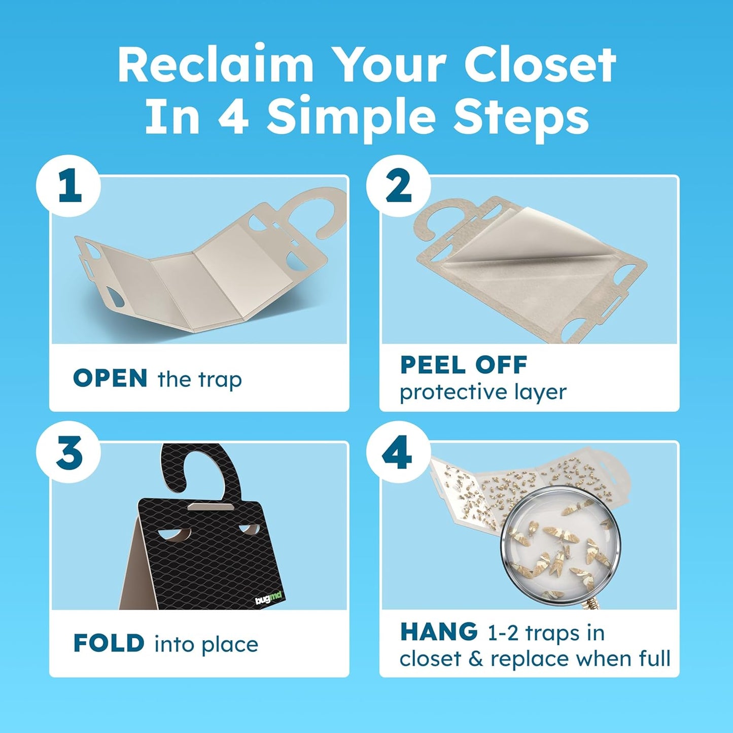 Clothes & Pantry Moth Traps (18 Count) – Sticky Glue Pheromone-Based Repellent for Closets, Cabinets & Wardrobes – Non-Toxic - Black