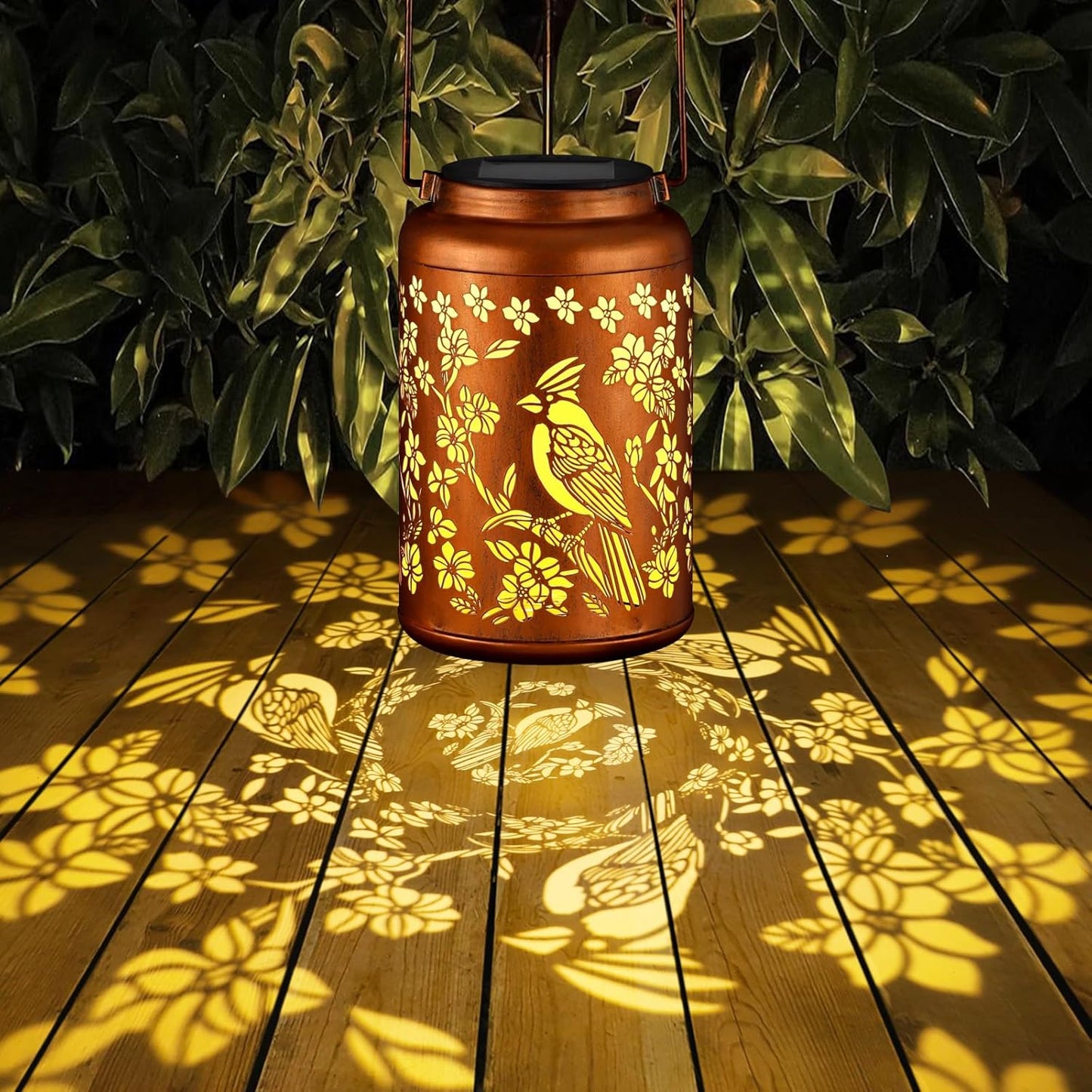 Solar Lanterns Outdoor Waterproof Garden Decor Birthday Gifts for Women Mom Grandma Hanging Lights Metal Decoration Outside for Yard, Patio,Backyard,Porch(Red Bird)