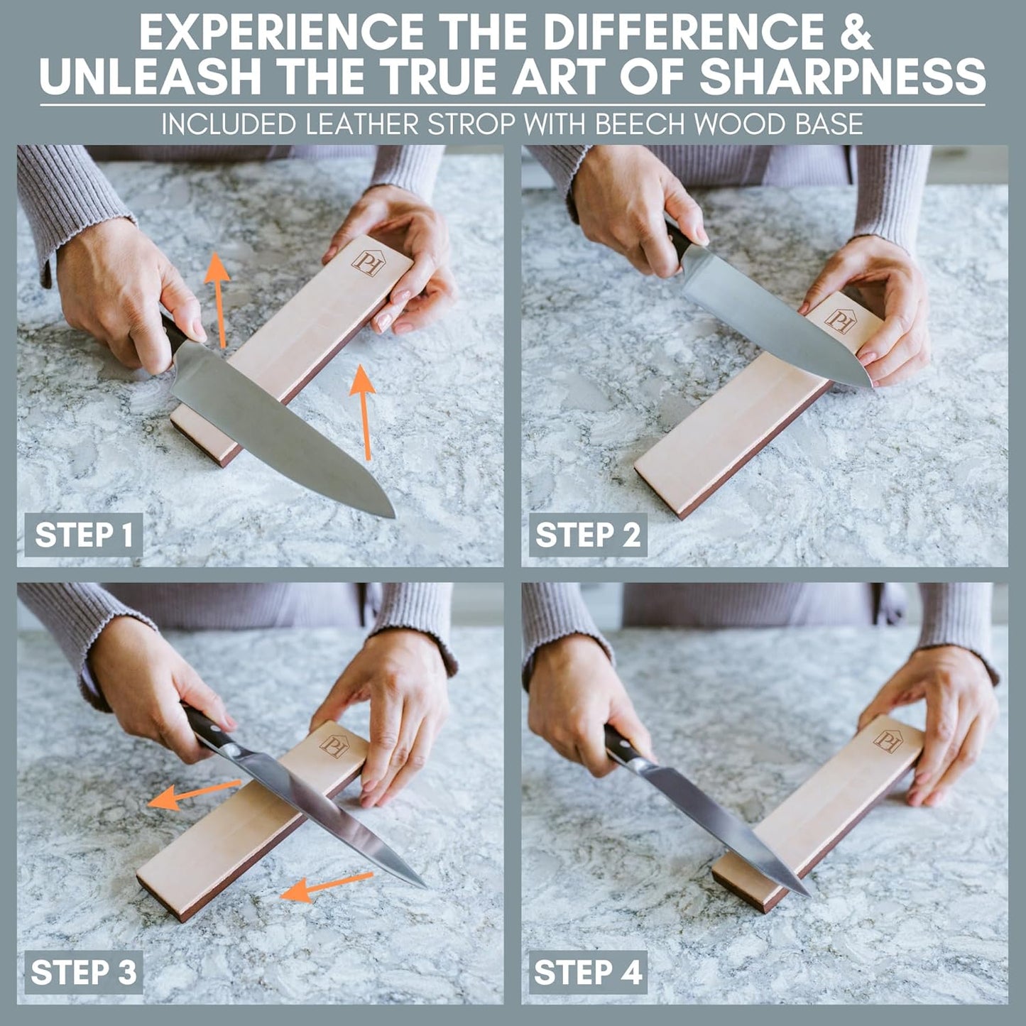 ORIGINAL ADJUSTABLE ROLLING KNIFE SHARPENER KIT: Adjustable Height, 30 Angle Options, 5 Removeable Whetstone Plates, Leather Strop with Travel Case - Kitchen Knife Sharpener