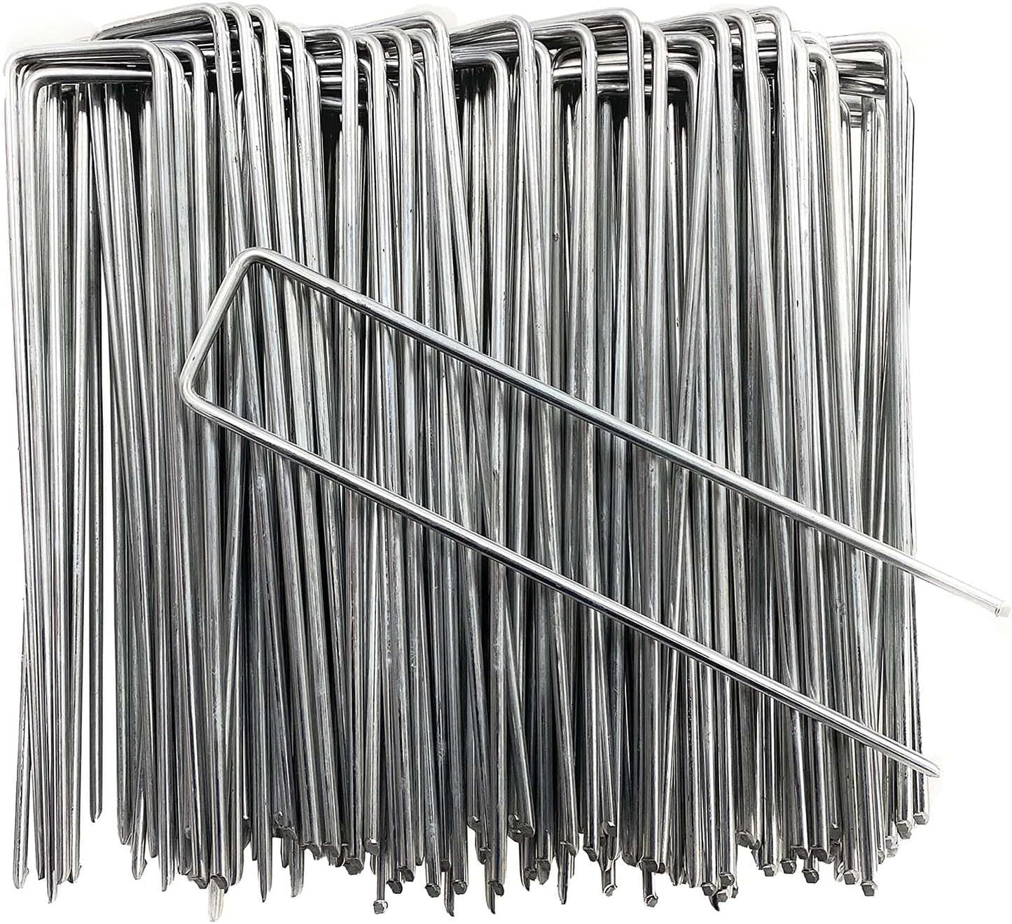 Landscape Staples 6 Inch 100 Pack Garden Stakes Galvanized Lawn Stake U-Type Turf Staples for Weed Barrier Fabric Holding Fence Rust Proof Sod Pins Stakes for Securing Netting Ground Sheets