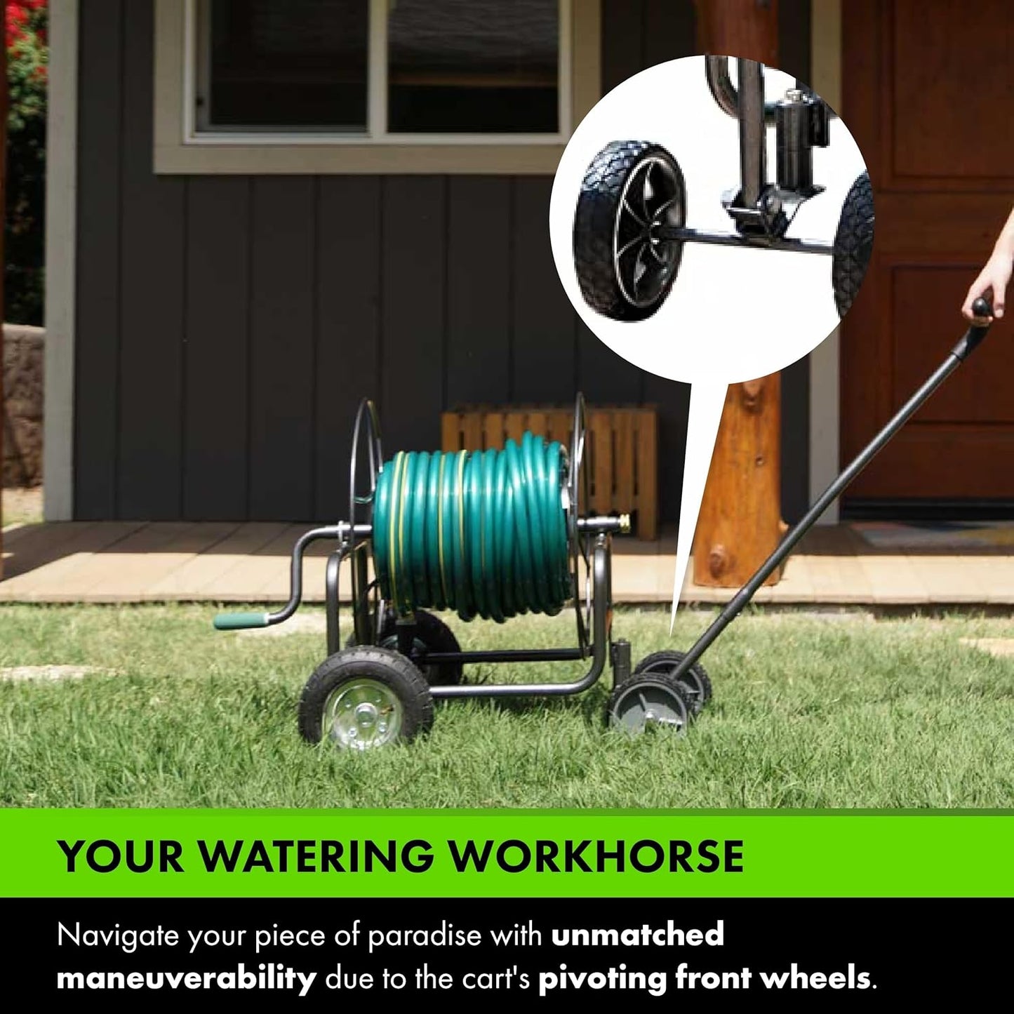 Yard Butler Hose Reel Cart - Heavy Duty Metal with Wheels for Gardens, Lawns, and Outdoor Use, 400 ft