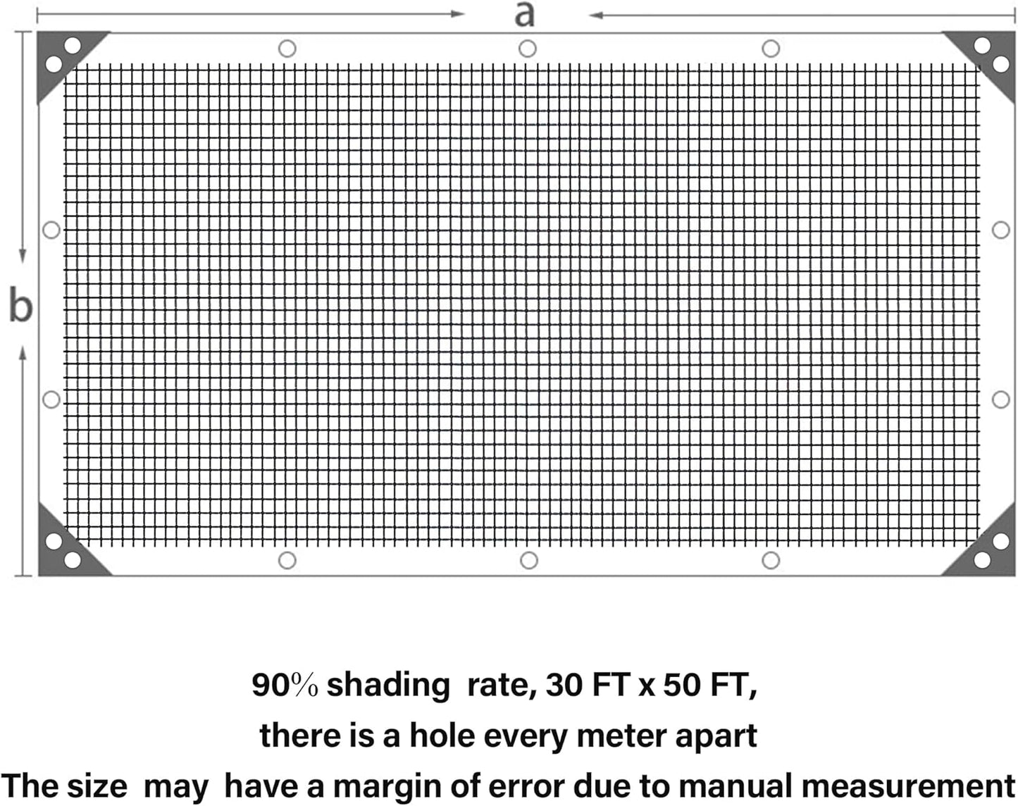 winemana Black Shade Cloth 90%, 30x50 FT Mesh Tarp - Garden Shade for Greenhouse, Patio, Vegetables, Plants Cover and Chicken Coops, Sunshade Net for Outdoor Protection with Reinforced Grommets
