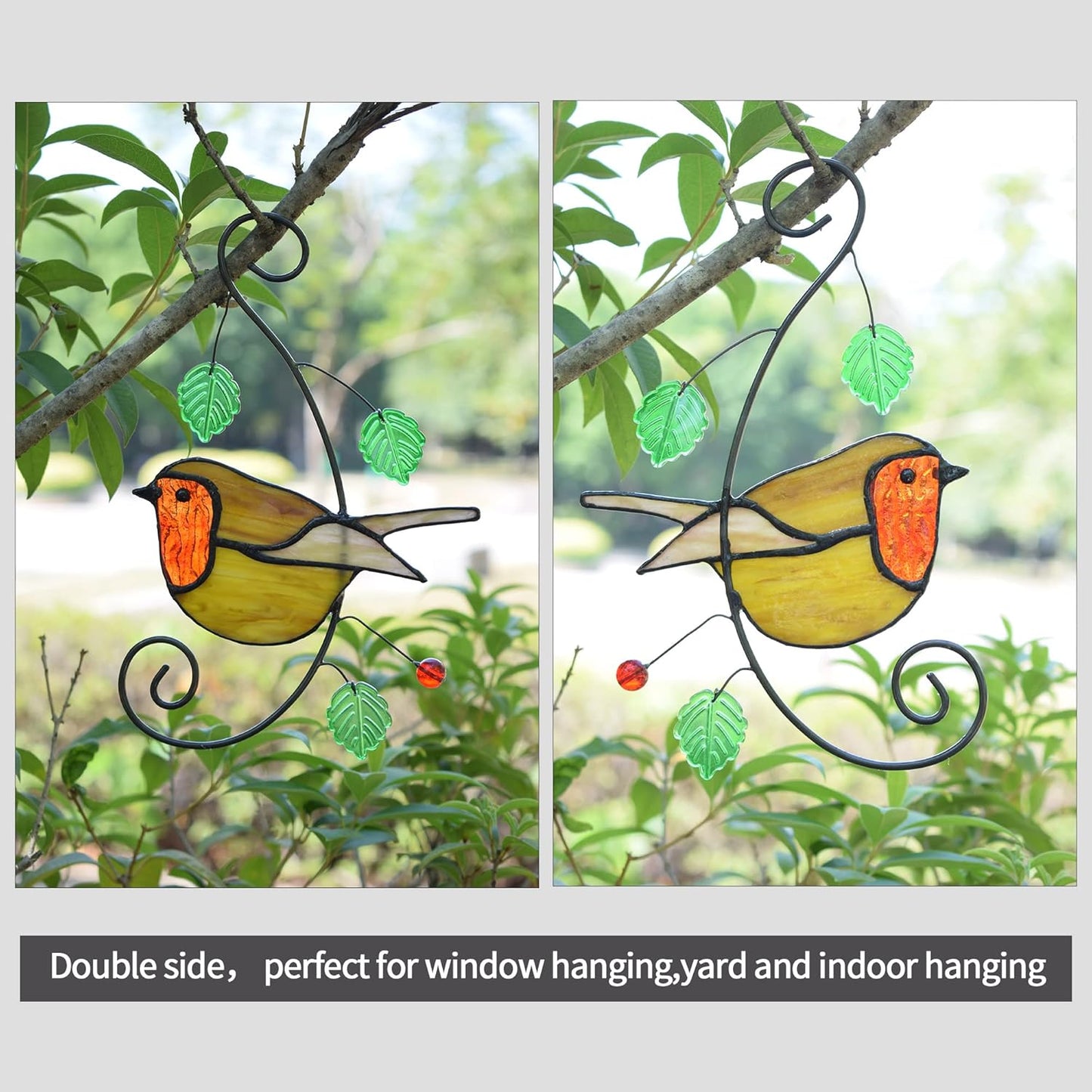 Lolitarcrafts Robin Stained Glass Suncatchers Bird Stained Glass Window Hangings Unique Gift for Your Family