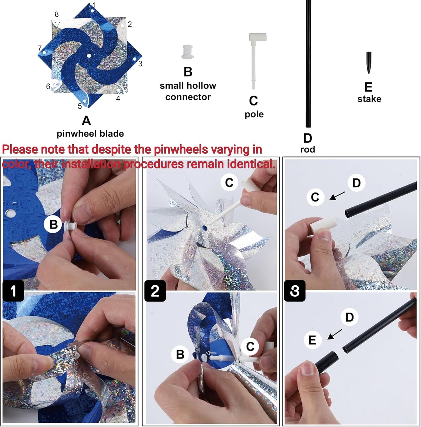 Hausse 10 Pack Reflective Pinwheels Wind Spinner, Extra Sparkly Pinwheel with Stakes, Bird Repellent Blinder Devices Deterrent to Scare Birds Away from Yard Patio Farm Garden, Transparent Yellow