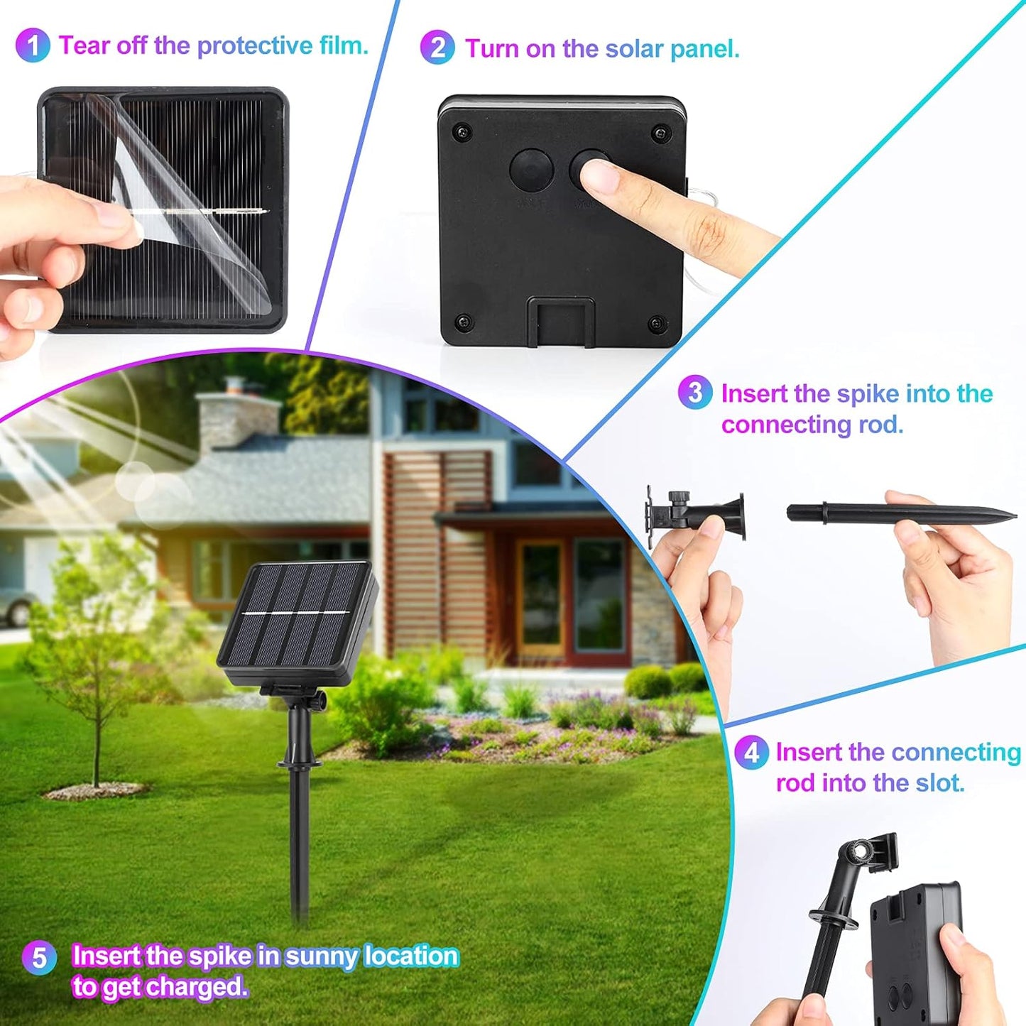 Extra-Long 288FT 800LED Solar Fairy String Lights, 4-Pack 72FT 200 LED Outdoor Twinkle Lights Waterproof, 8 Lighting Modes, Multicolor Silver Wire Lights for Deck Backyard Tree Garden Fence Pool Party