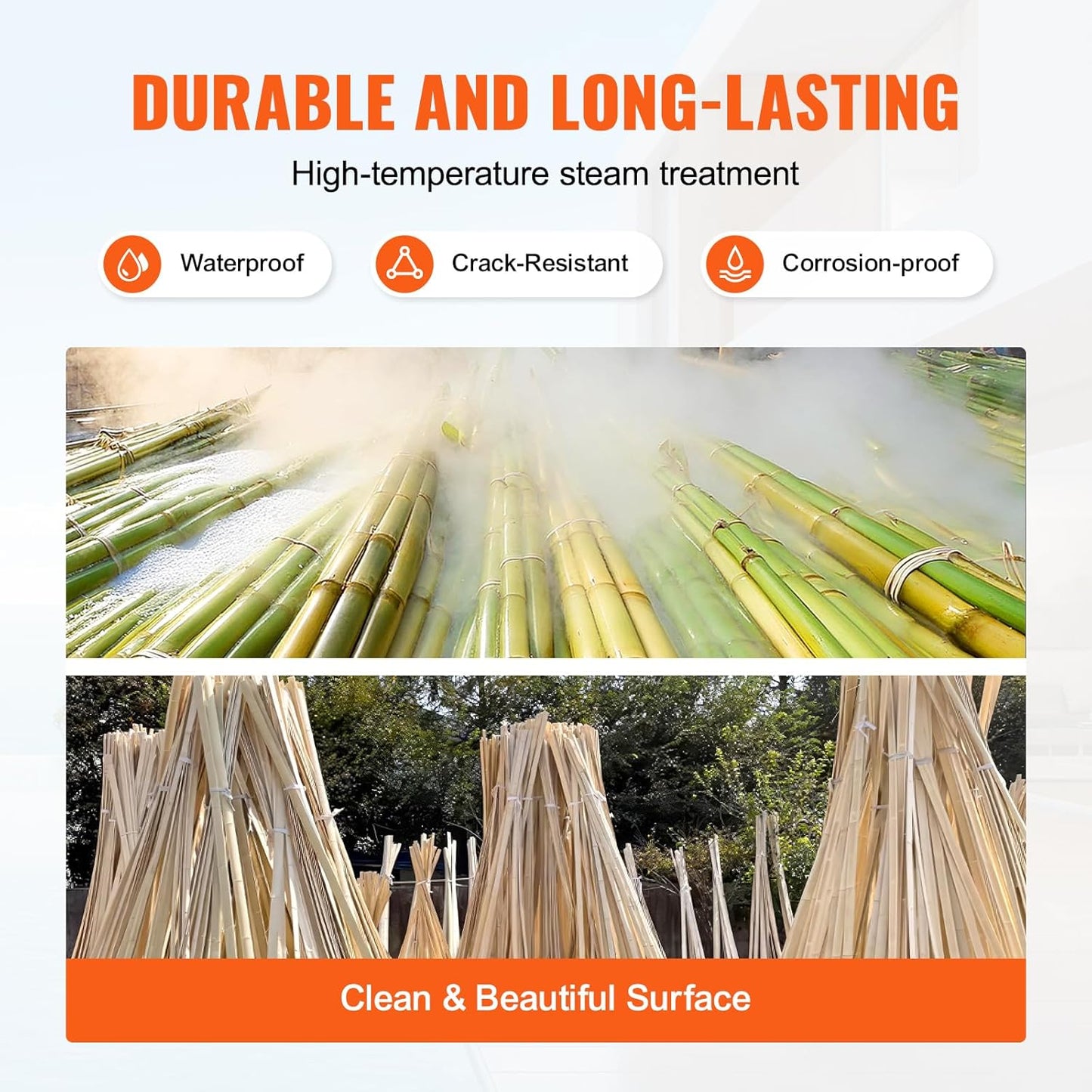 VEVOR Natural Bamboo Fence Privacy Screen, Eco-Friendly Decorative Bamboo Slat Fence, 6 ft H x 13 ft L Panel, for Garden, Backyard, Balcony, Patio, Pool Side